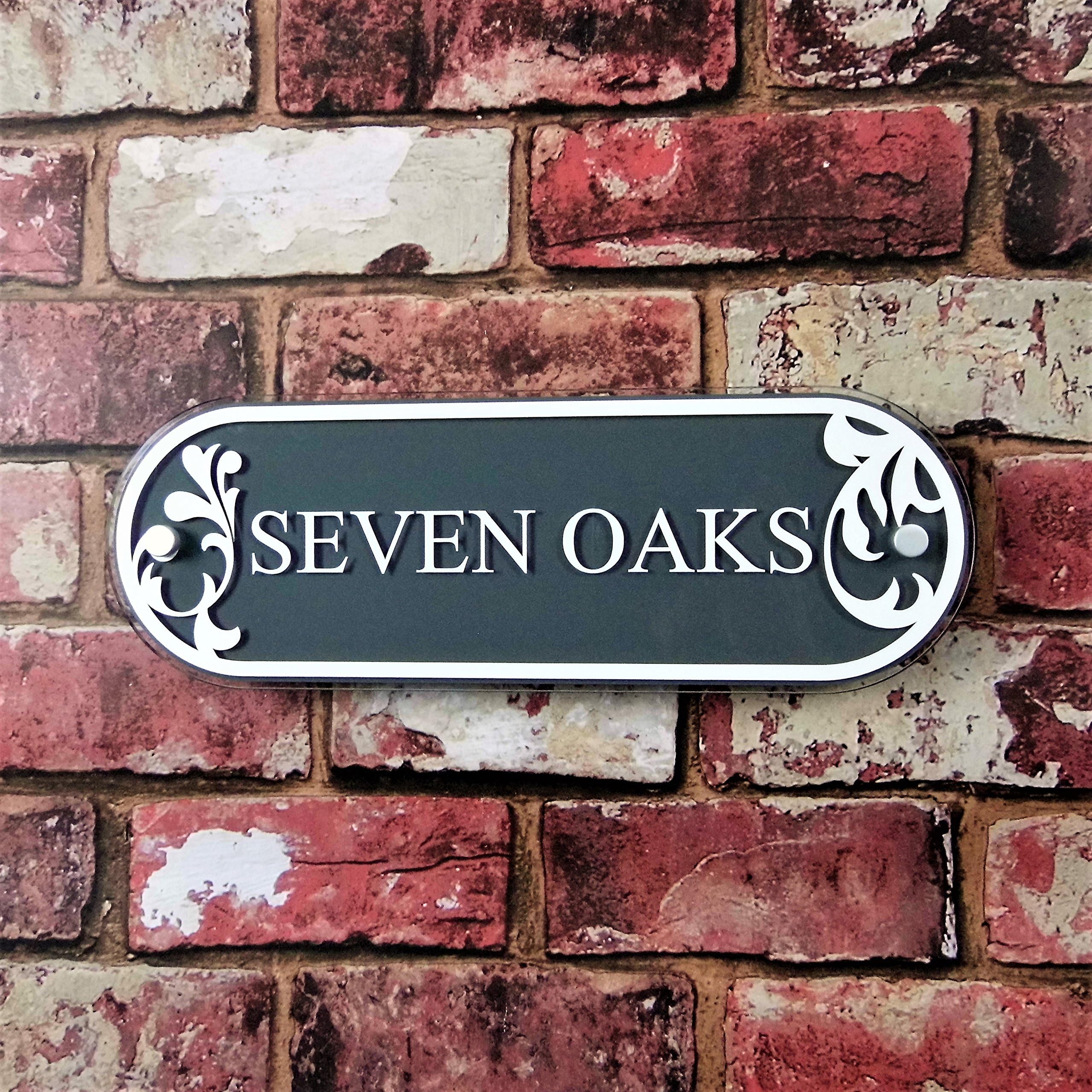 HOUSE NAME PLATE ADDRESS PLAQUE DECORATIVE GLASS EFFECT PROPERTY SIGN SLATE GREY