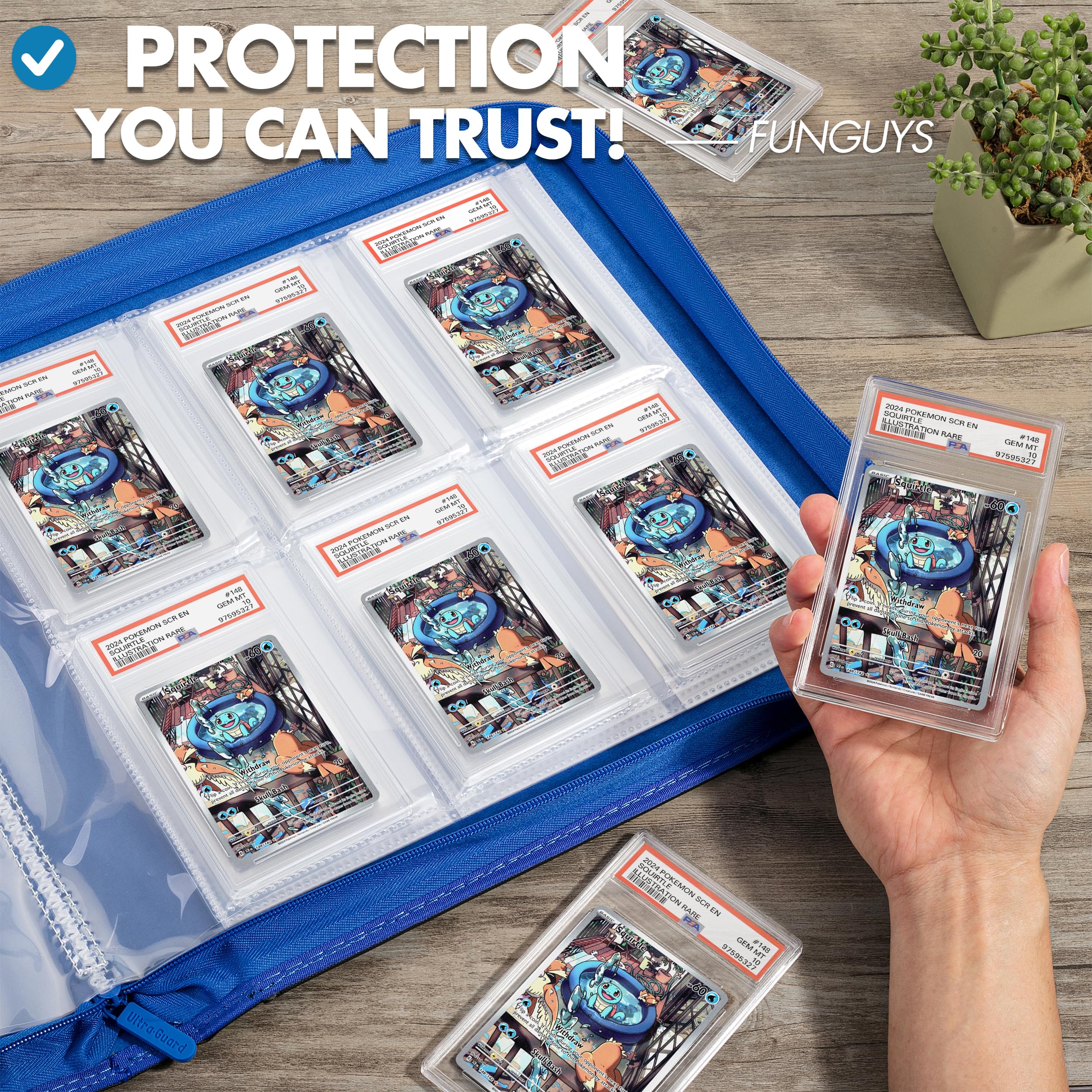 Álbum segregador clasificado para cartas, 60 soportes para tarjetas PSA, 6 tarjetas de bolsillo para almacenamiento, segregador de discos, álbum expositor para cartas PSA, segregador con cierre de