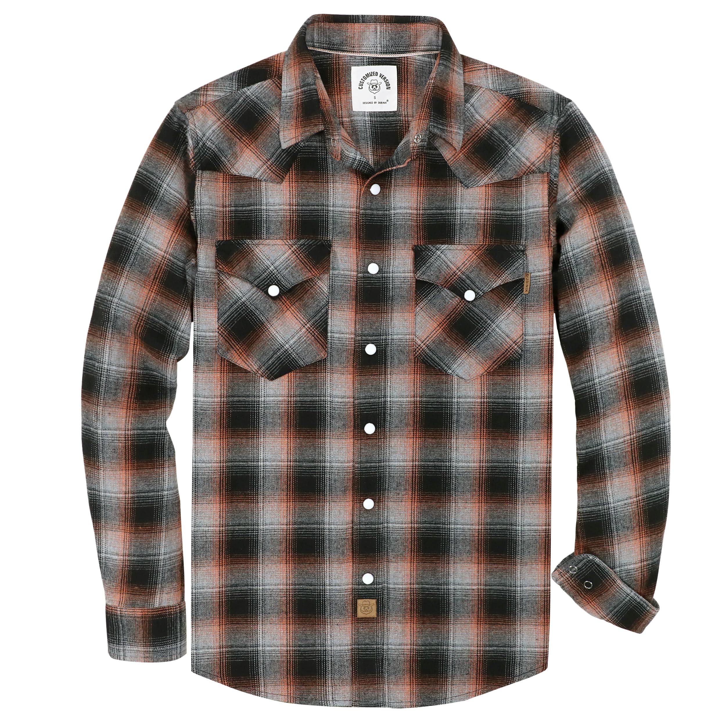 DubinikMen's Flannel Shirt Men's Checked Western Cowboy Vintage Long Sleeve Poppers Cotton Casual Shirts