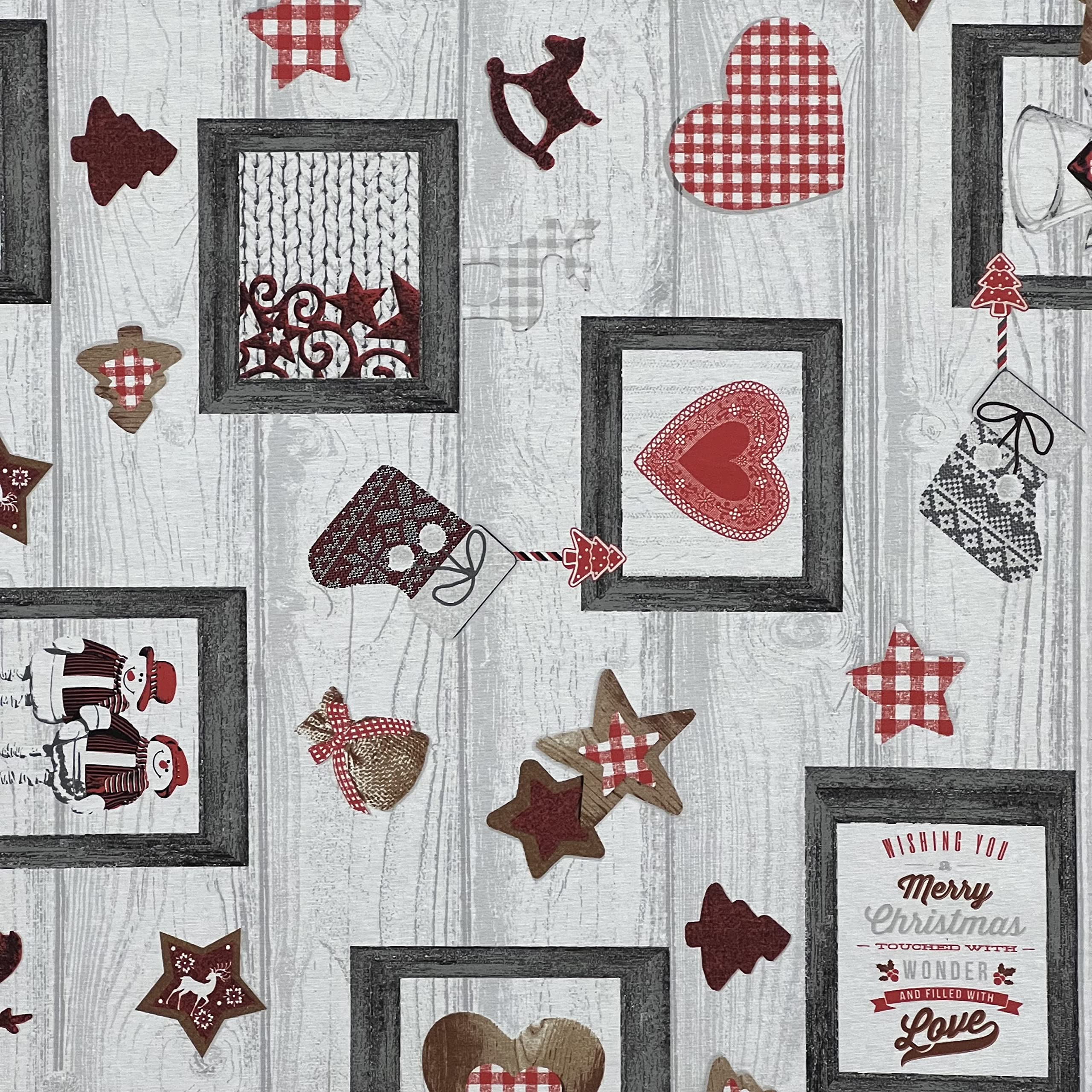 AURE 60502 - Nappe de Noël en jacquard - En coton enduit - Rectangulaire - Ronde - Ovale - 140 x 220 cm