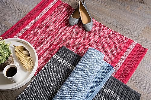 Miniatura 6 de DII tapete contemporáneo y reversible para el área de cocina, sala de estar, entrada, lavadero y recámara. 2 x 3 pies, con rayas rojas y blancas