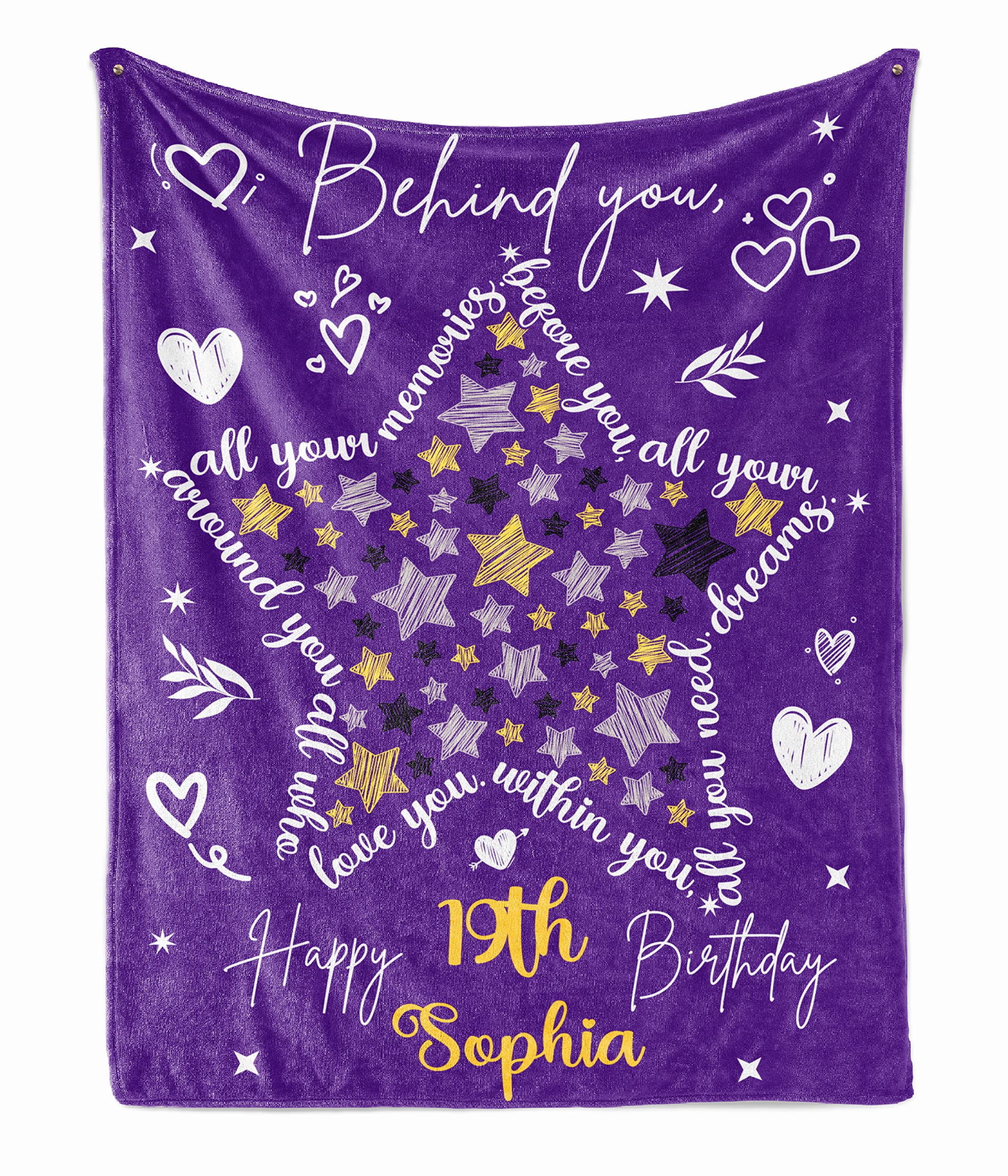 Prezzy Personalized 19th Birthday Blanket for Women Born in 2003 19 Year Old Bday Decorations Fleece