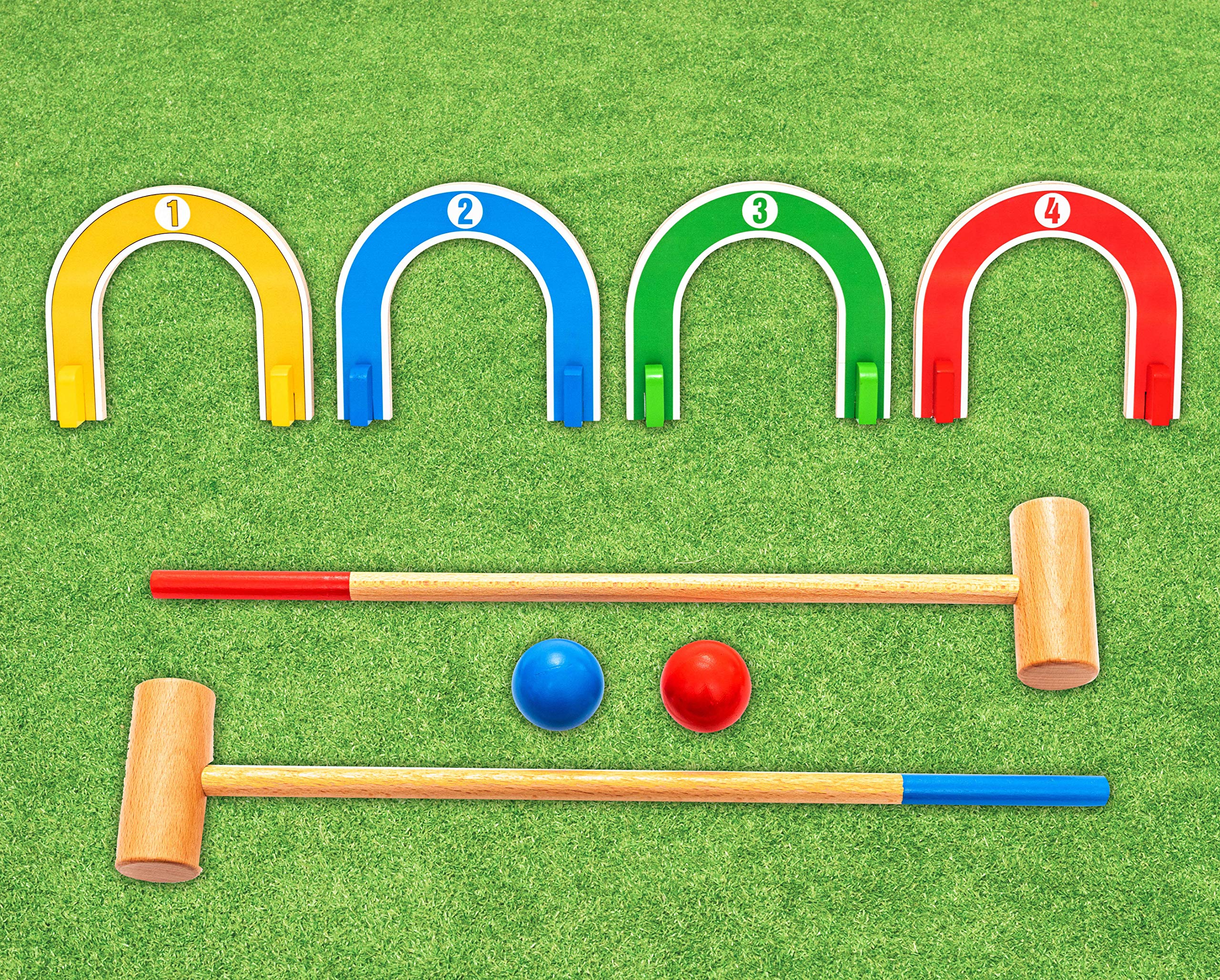 Hilife Toddler's Colourful Croquet Set Wooden Indoor and Outdoor Playset for Kids 3 Years and Above - Multicolor - Image 3 thumbnail