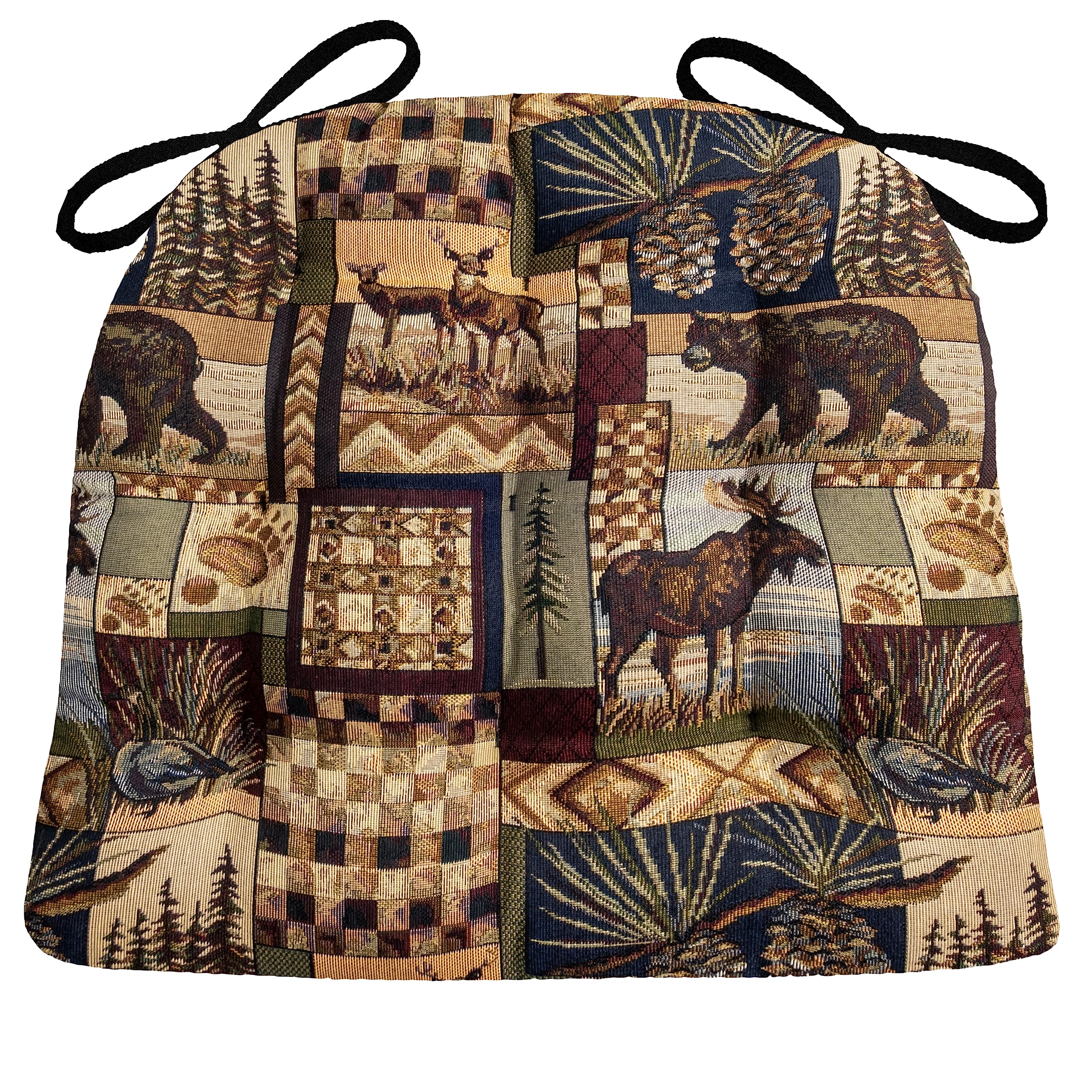 Barnett Home Decor Woodlands Peters Cabin Kitchen Chair Pads - Size Small 15 x 17 Latex Foam Fill - Bear Decor, Deer Decor, Moose Decor, Hunting Decor (Woodland Cabin Chair Pad 17
