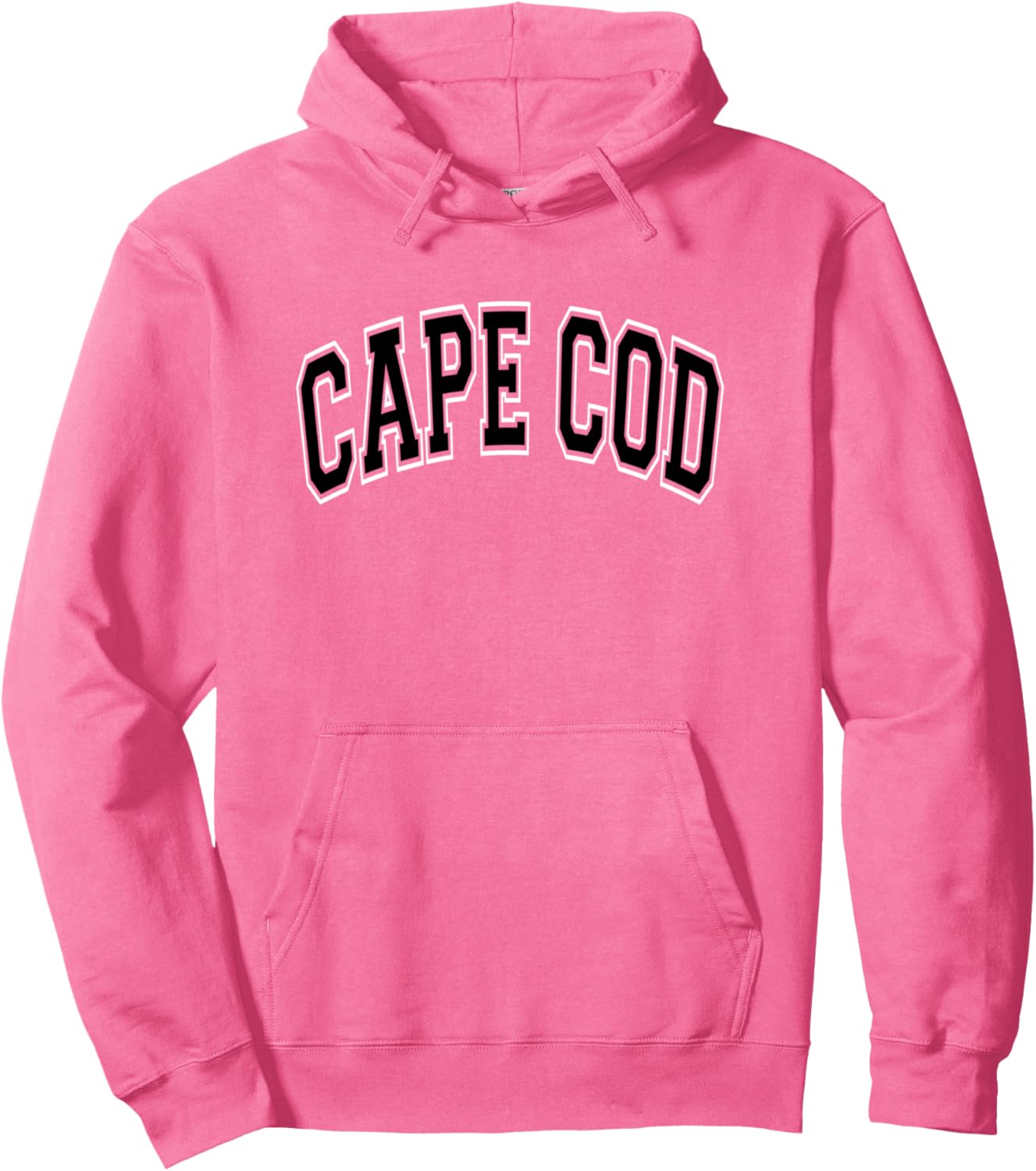 Cape Cod Arched Style Pink with Black Text Pullover Hoodie