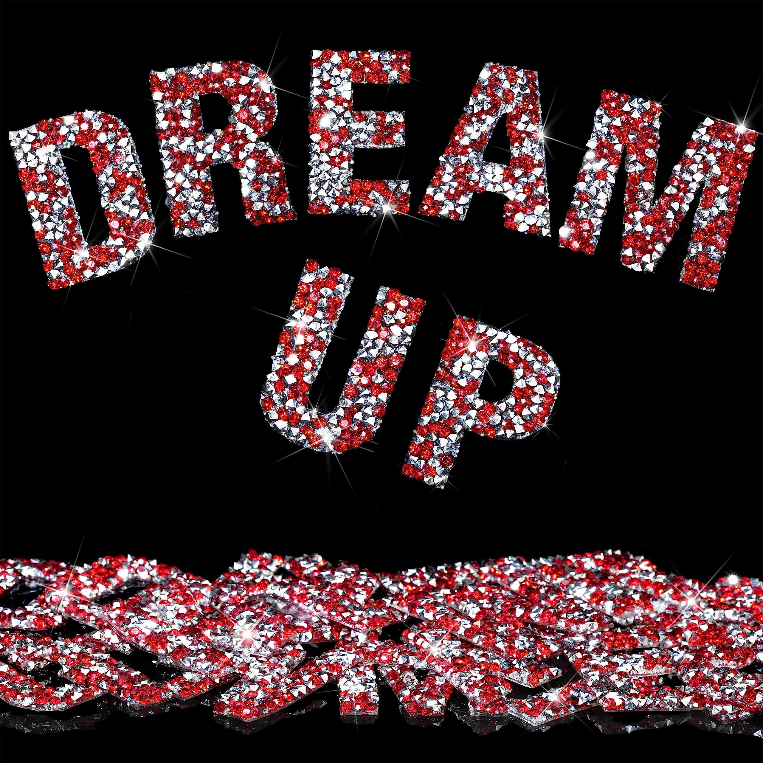 Locacrystal 68Pcs Bling Resin Rhinestone Alphabet Letter Stickers A-Z Letters DIY Car Decoration Sticker Self-Adhesive Iron-On Crystal Word Stickers