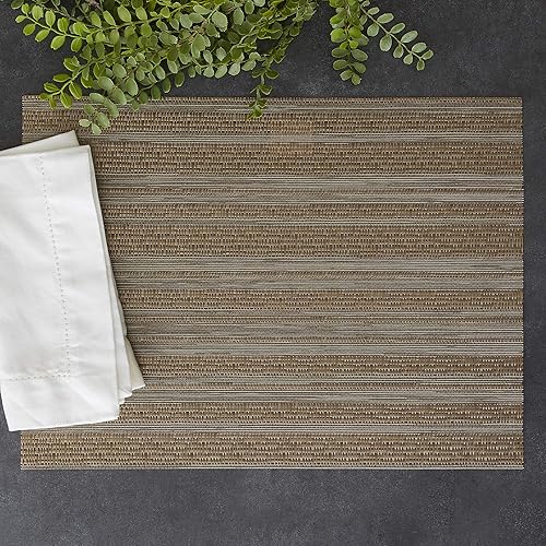 Miniatura 2 de DII PVC Tabletop Collection Woven Indoor  Outdoor - Juego de manteles individuales, 13x17.25, dorado, 6 piezas