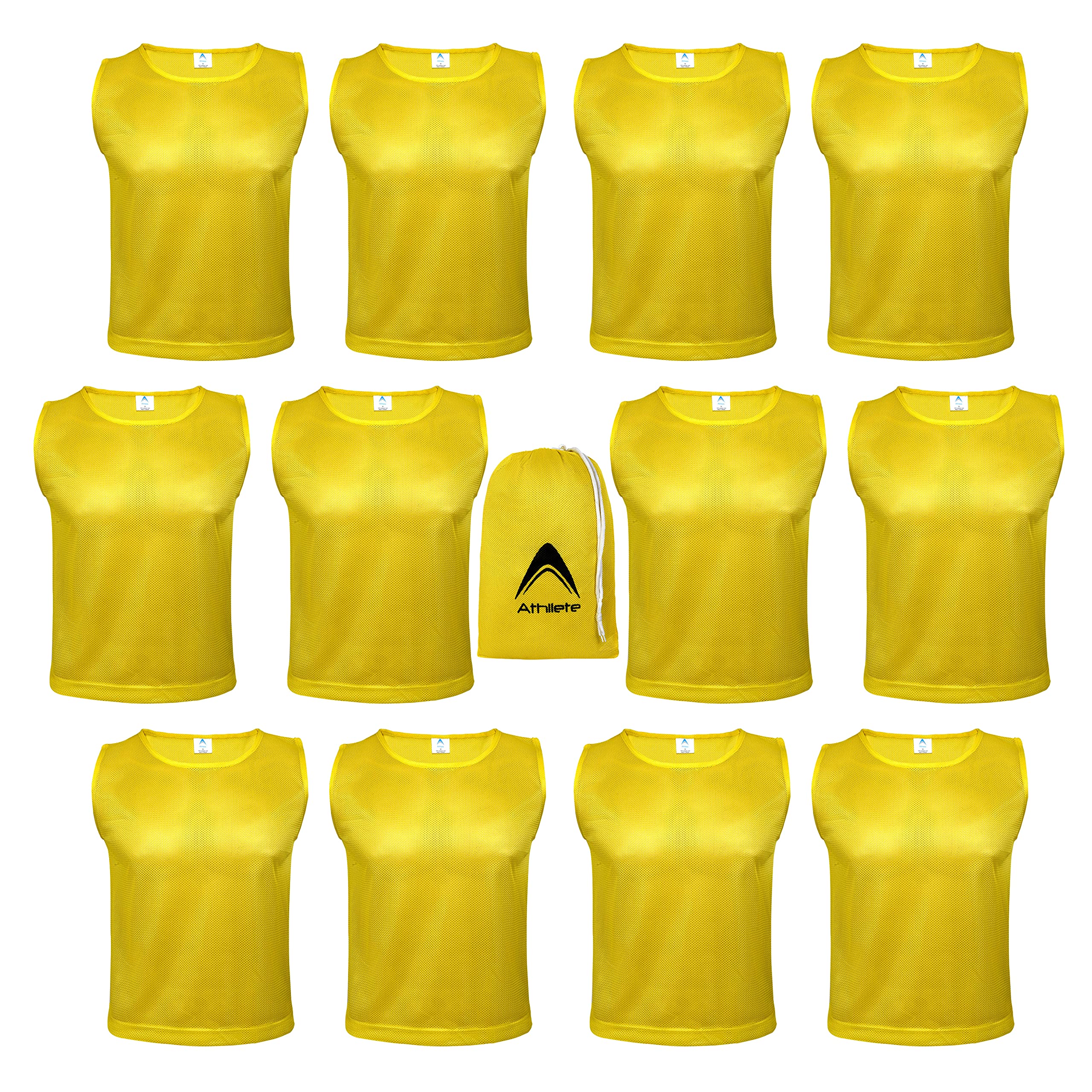 DURAMESH Set of 12- Scrimmage Vest/Pinnies/Team Practice Jerseys with Free Carry Bag. Sizes for Children, Youth, Adult and Adult XXL (Golden Yellow, Medium)-image-16
