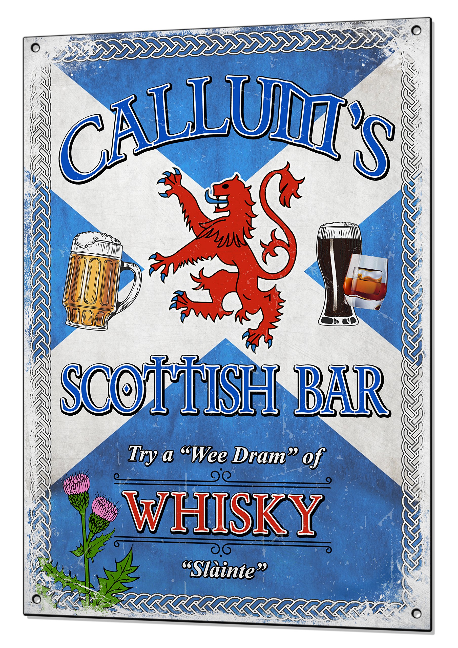 Beenanas Blue Scottish Scotland Bar Personalised Sign Any Name Custom Plaque Man Cave