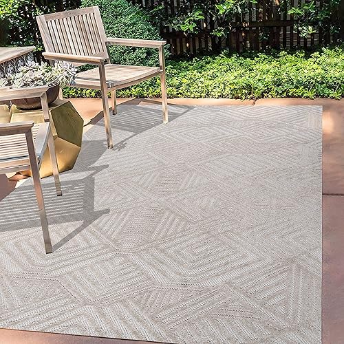 JONATHAN Y SBH103B-5 - Alfombra de pelo alto y bajo Art Deco geométrica para interiores y exteriores, estilo bohemio, contemporáneo, fácil de
