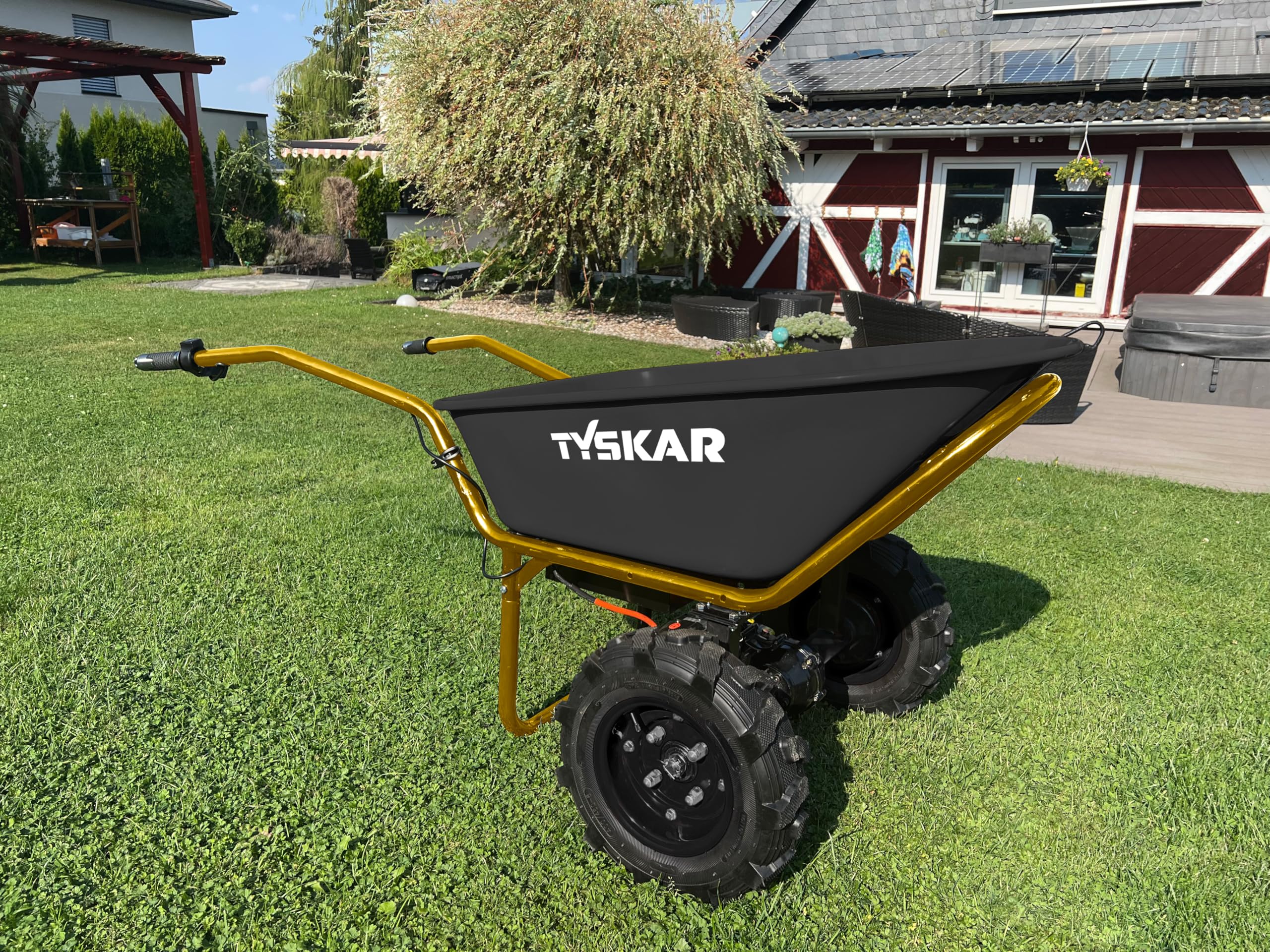 Akku Schubkarre ESK260TWIN Doppelachser max. 260kg 100L Wanne 500 Watt Vorwärts/Rückwärts
