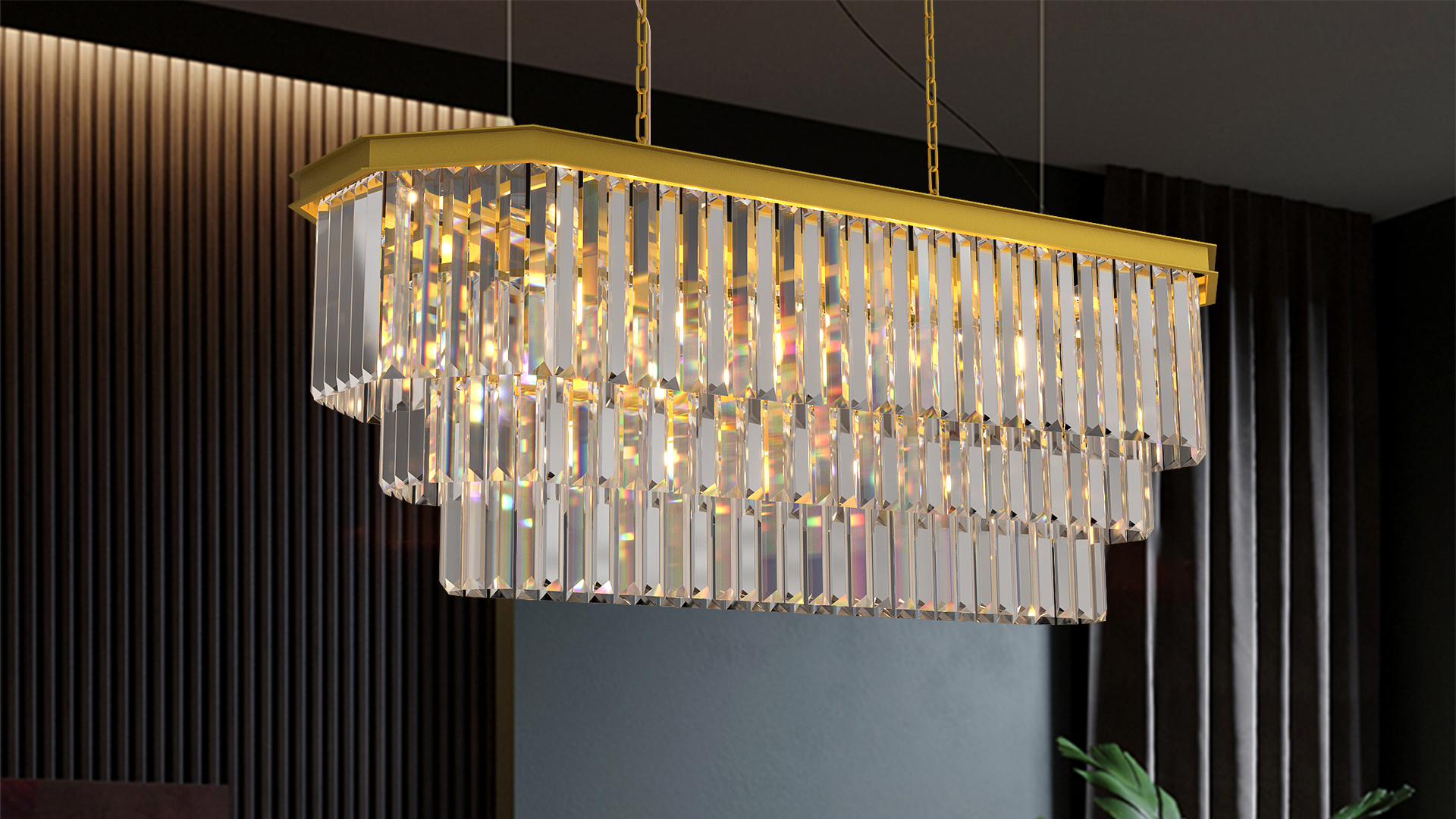 GMlixin Crystal Chandelier, 13-Light 3 Tiers Hexagon Crystal