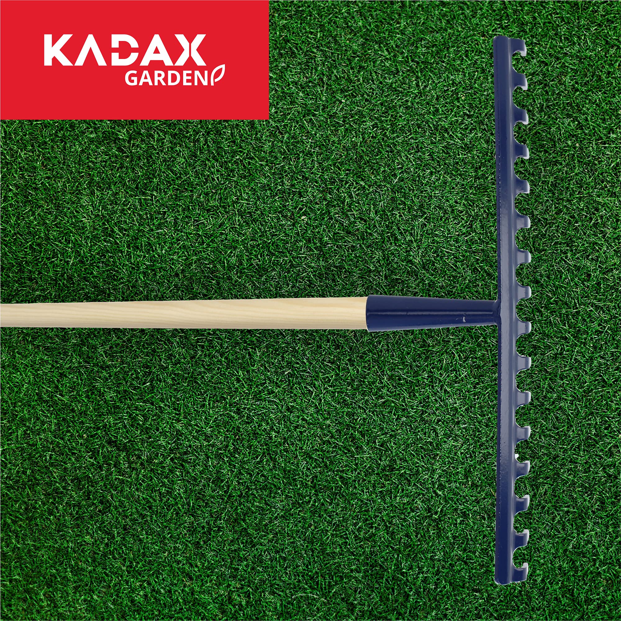 KADAX Râteau Large Jardin 18 Dents - Râteau Feuilles Pelouse Avec Manche Bois 137 Cm