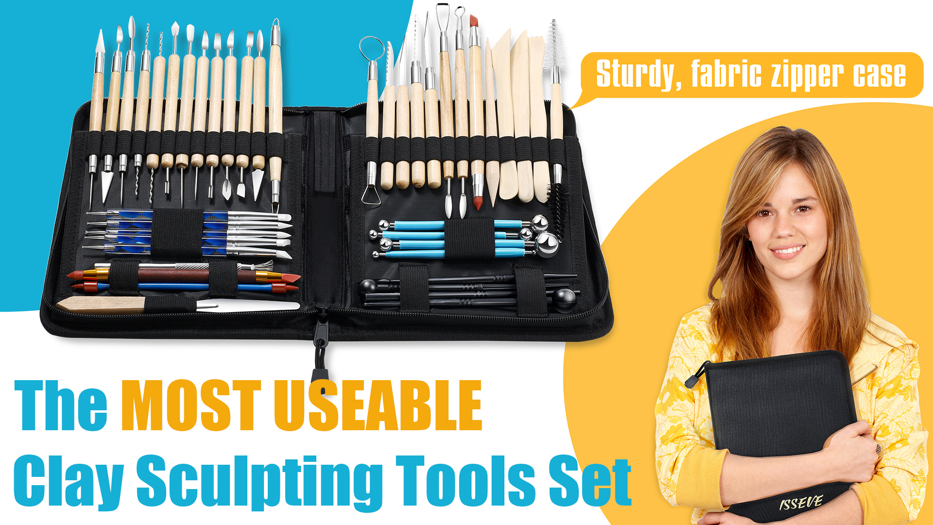 Amazon.com: ISSEVE Pottery Clay Sculpting Tools 43Pcs Double Sided