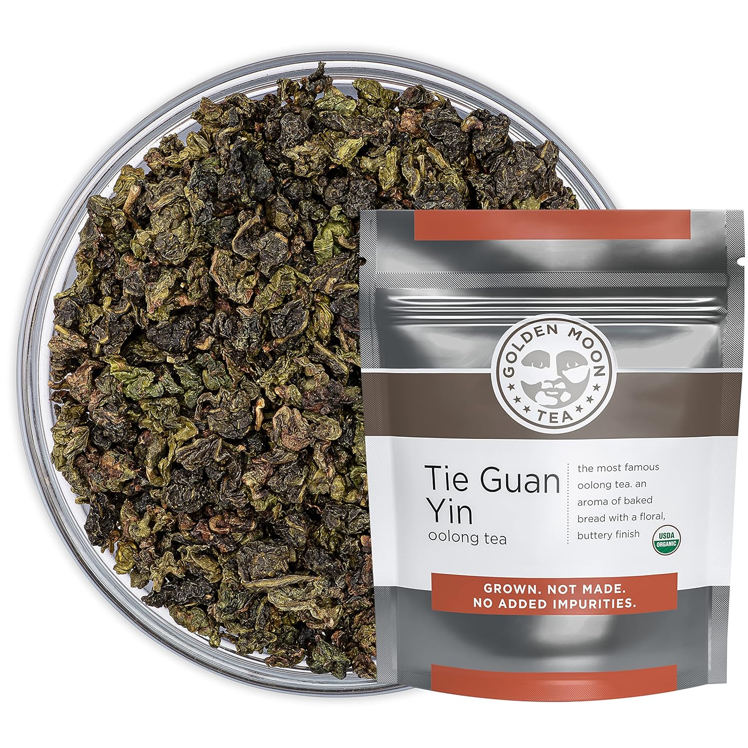 Golden Moon Tea Organic Tie Guan Yin Green Oolong Tea - Wulong Variety - Loose Leaf, Non-GMO - 1 Pound (192 Servings)