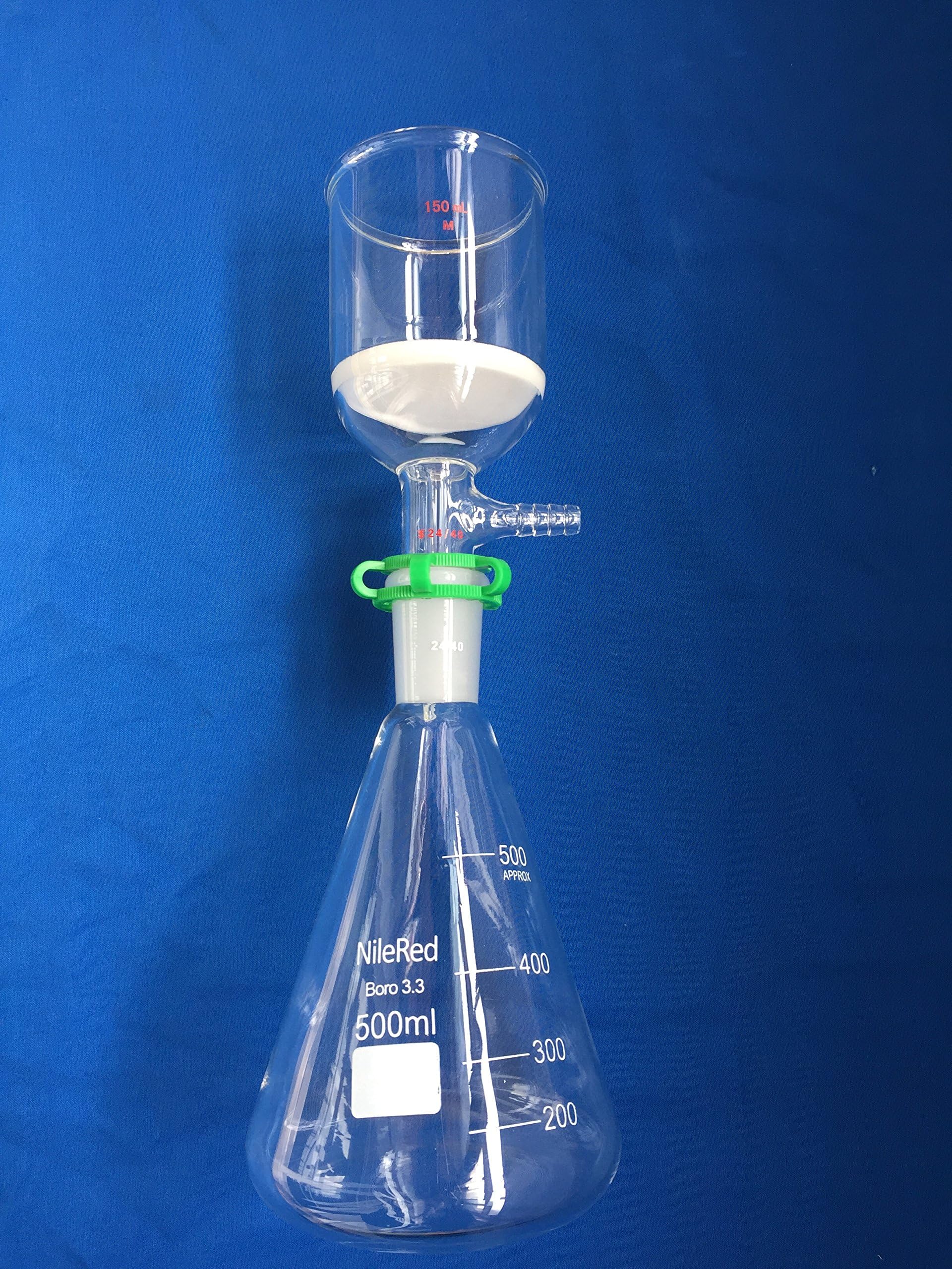 Glass Vaccum Suction Filter Filtration Kit 250ml Buchner Funnel 500mL Conical Flask