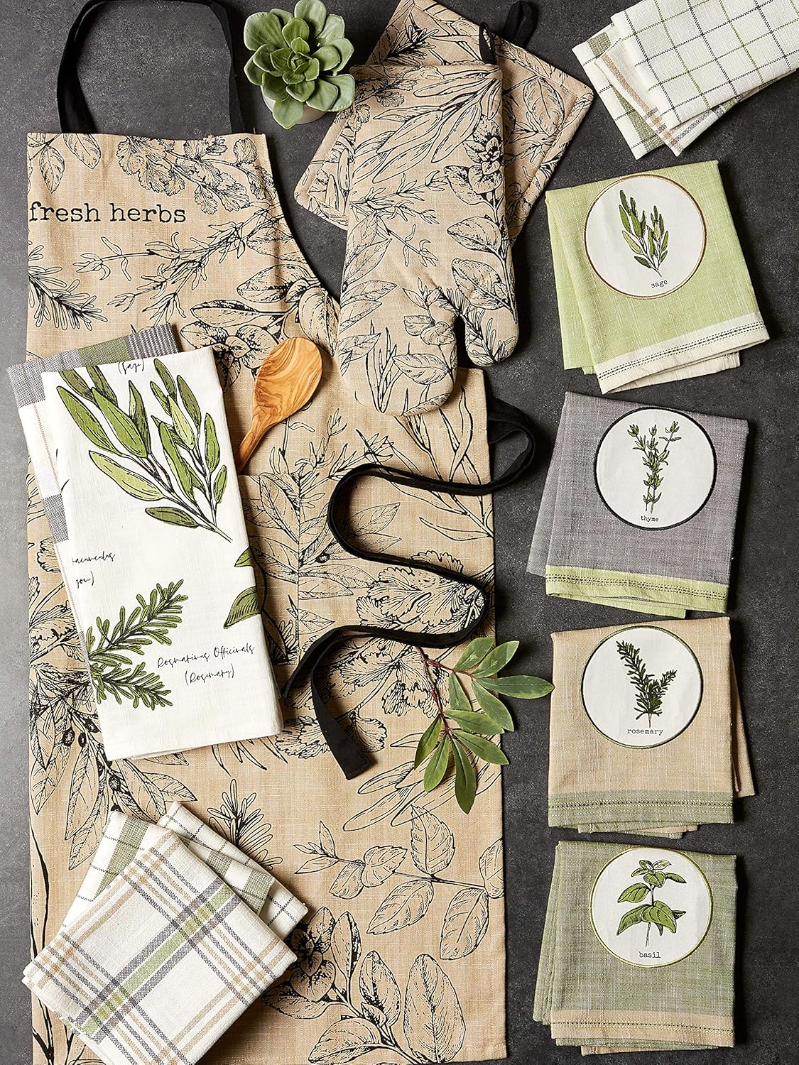 DII Kitchen Gift Set Collection, Pot Holder & 3 Dish Towels, Fresh Herbs, 4 Piece - Image 3
