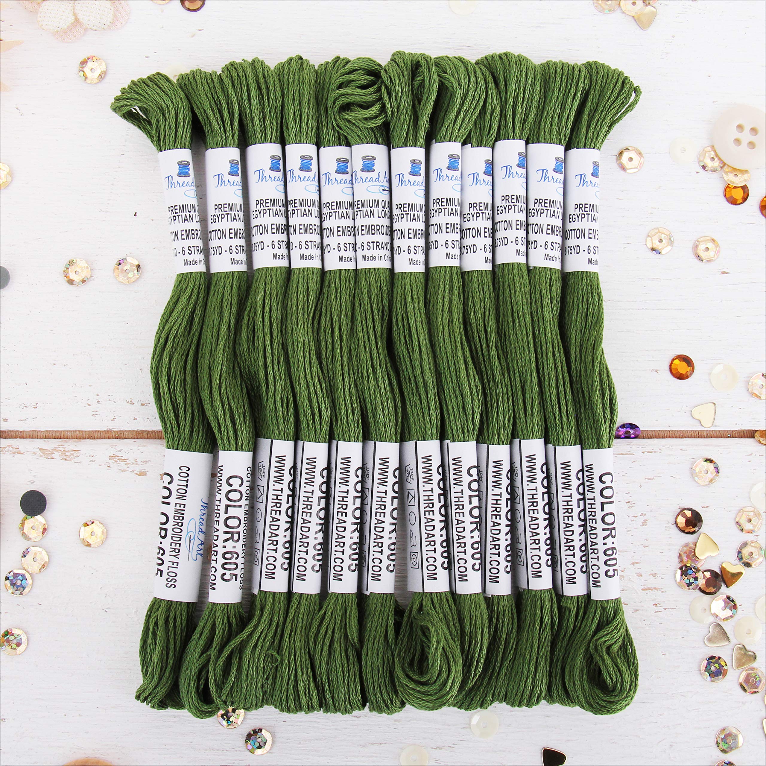 12 Skeins ThreadArt Cotton Embroidery Floss, Hunter Green
