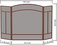 Vista 5 de Fire Beauty Pantalla para chimenea de 3 paneles de hierro forjado de 48 pulgadas de largo x 29 pulgadas de alto, cubierta de protección contra