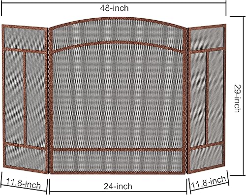 Miniatura 5 de Fire Beauty Pantalla para chimenea de 3 paneles de hierro forjado de 48 pulgadas de largo x 29 pulgadas de alto, cubierta de protección contra