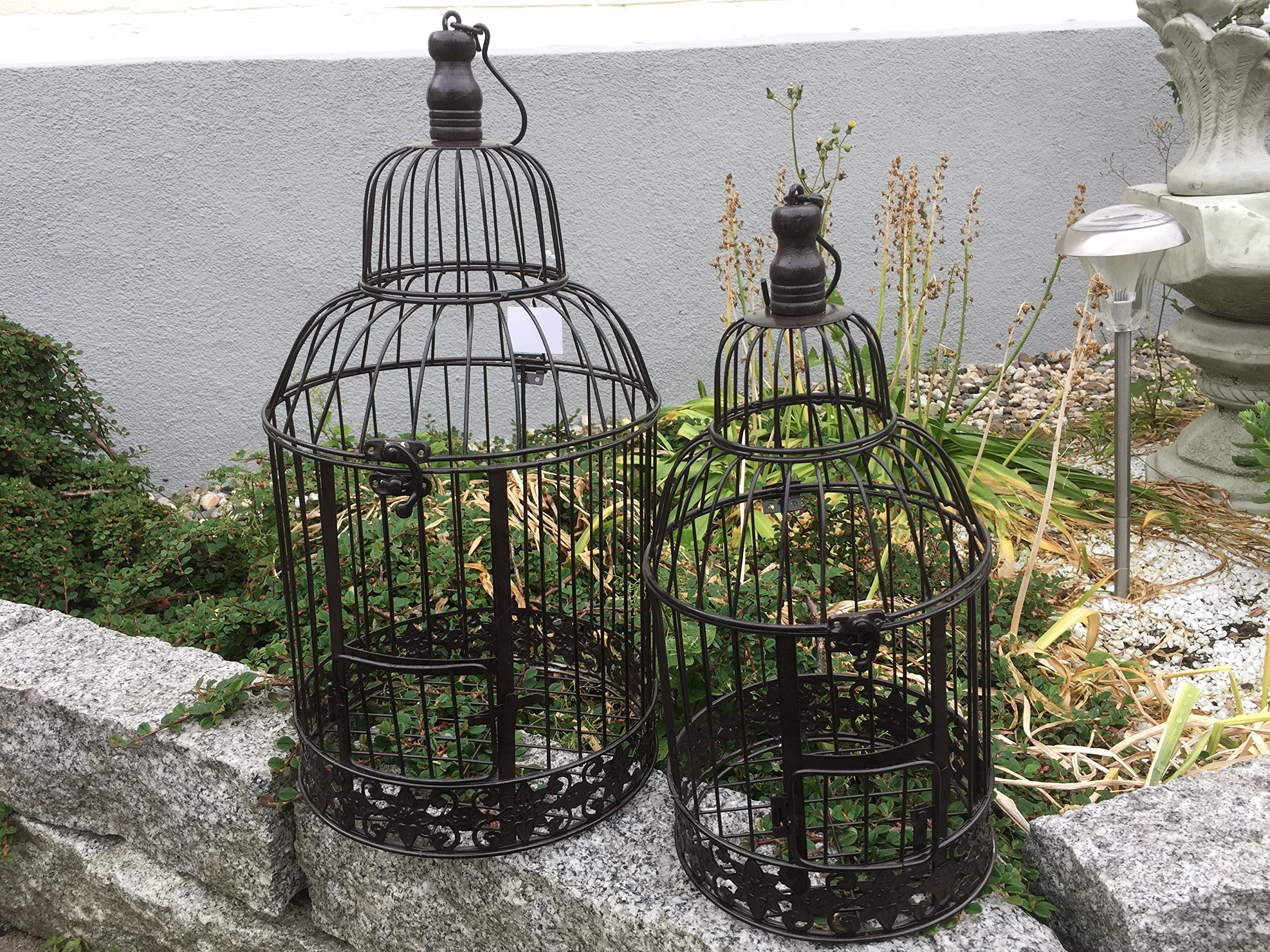 Gabbia decorativa per uccelli, 2 pezzi, stile shabby anticato