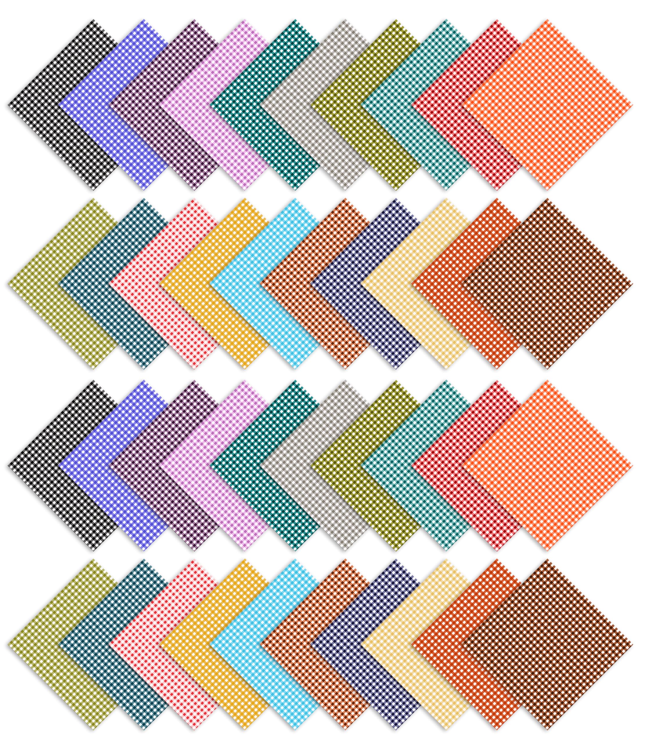 Soimoi Precut 10-inch Gingham Prints Cotton Fabric Bundle Quilting Squares Charm Pack DIY Patchwork Sewing Craft