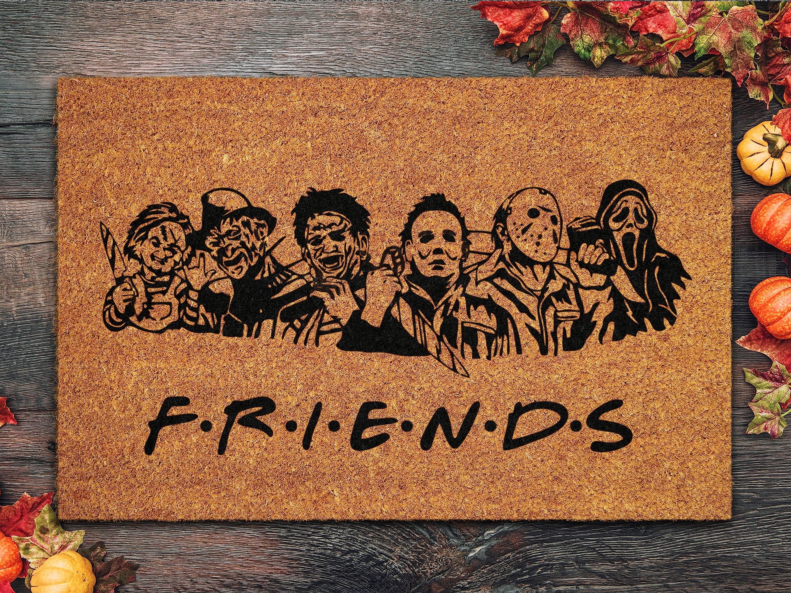 Ensound Best Friends You Dont Want to Be Alone Mat,Welcome Horror Characters Halloween Doormat,Outdoor Mat Funny Doormat,Halloween Decor Mat 24x16 Inch — image 1