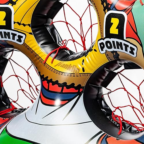 Vista 24 de Franklin Sports Juego inflable de lanzamiento de objetivos – Juego de mini juego de lanzamiento para niños, portátil para interiores y exteriores