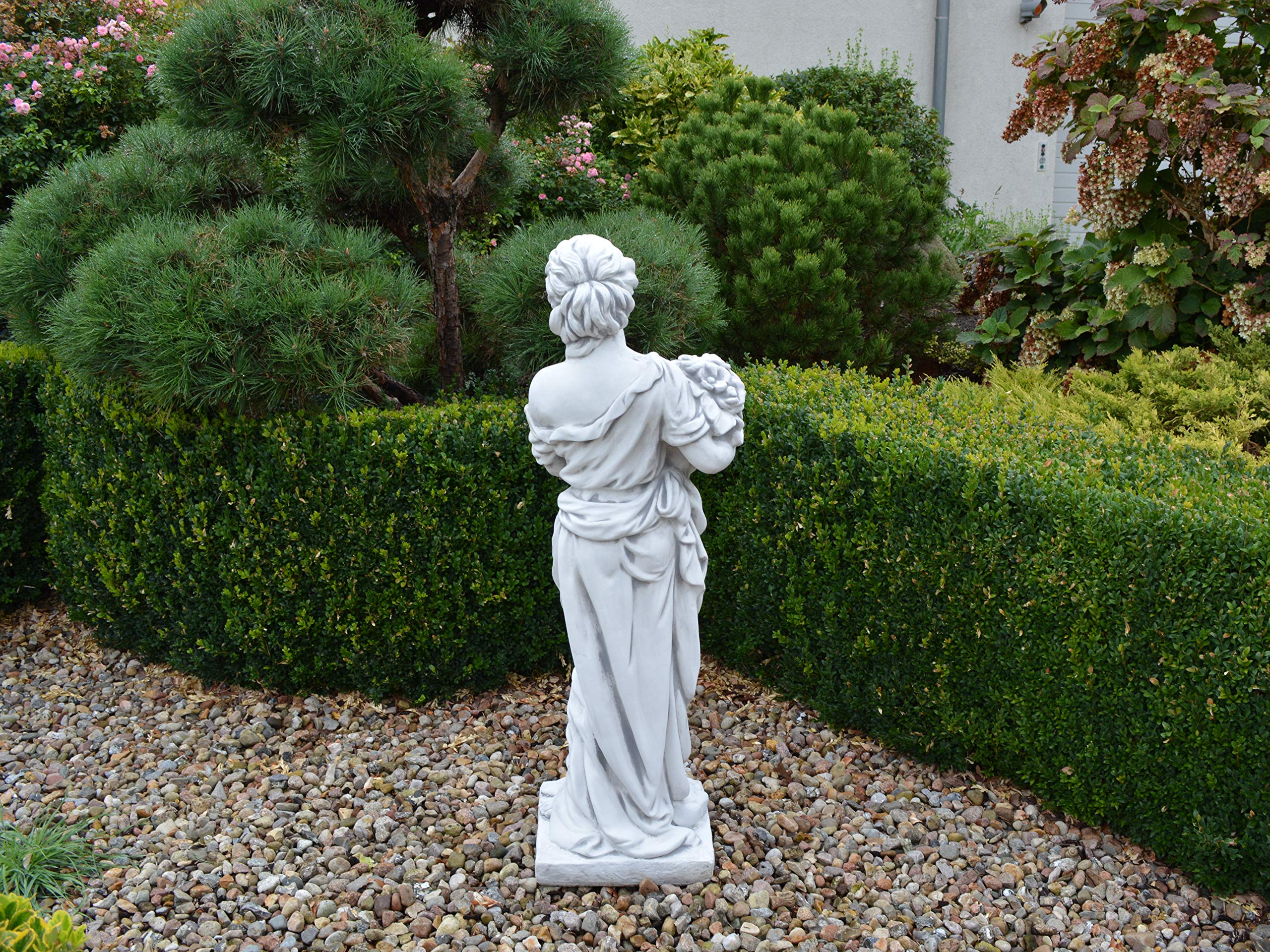 gartendekoparadies.de Statua della dea greca Leto, statuetta in pietra, grigio, calcestruzzo bianco gres H. 116 cm, 100 kg, antigelo per esterni