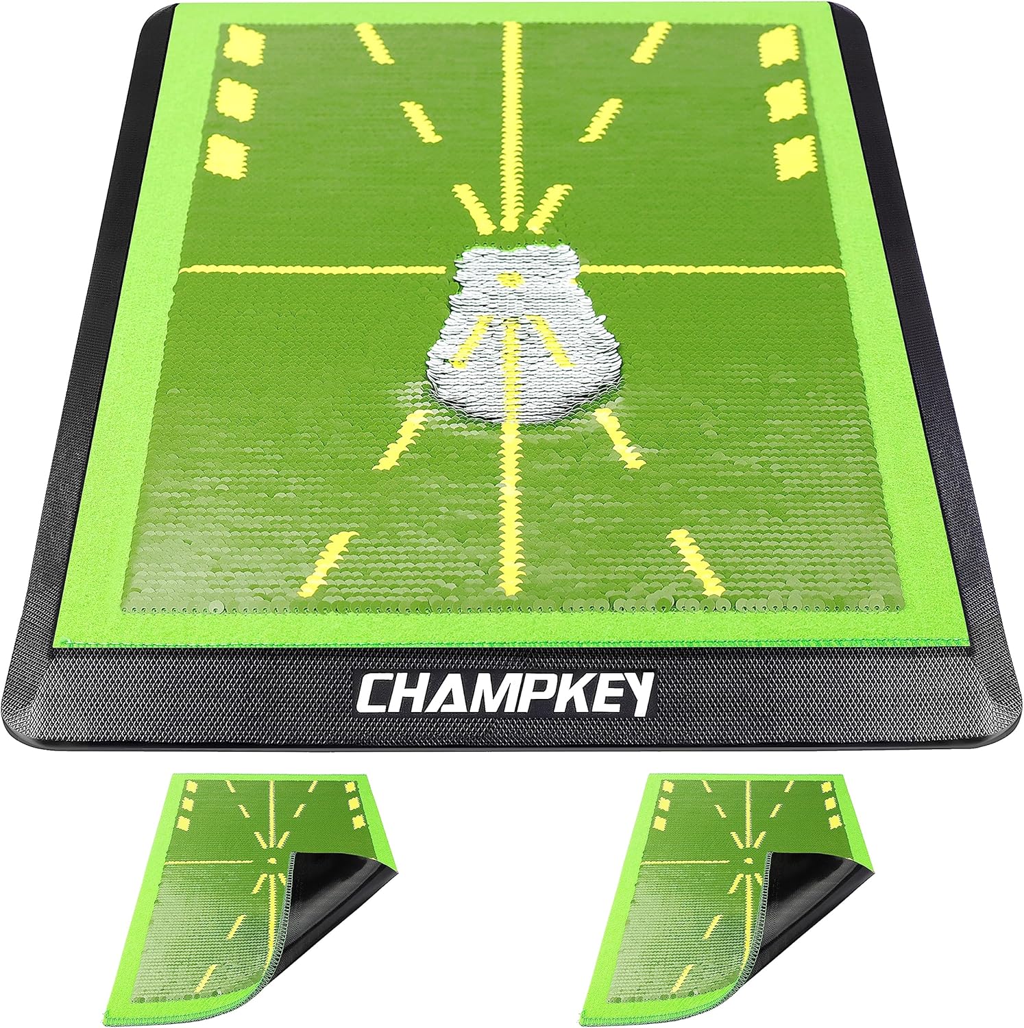CHAMPKEY Path Feedback Impact Golf Mat Heavy Duty Rubber Backing Golf