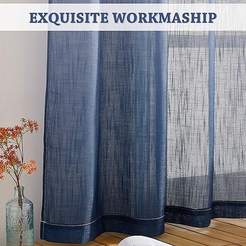 Miniatura 5 de Nicetown - Cortinas de ventana semitransparentes con ojales, mezcla de lino degradado, cortinas verticales para dormitorio, sala de estarhabitación