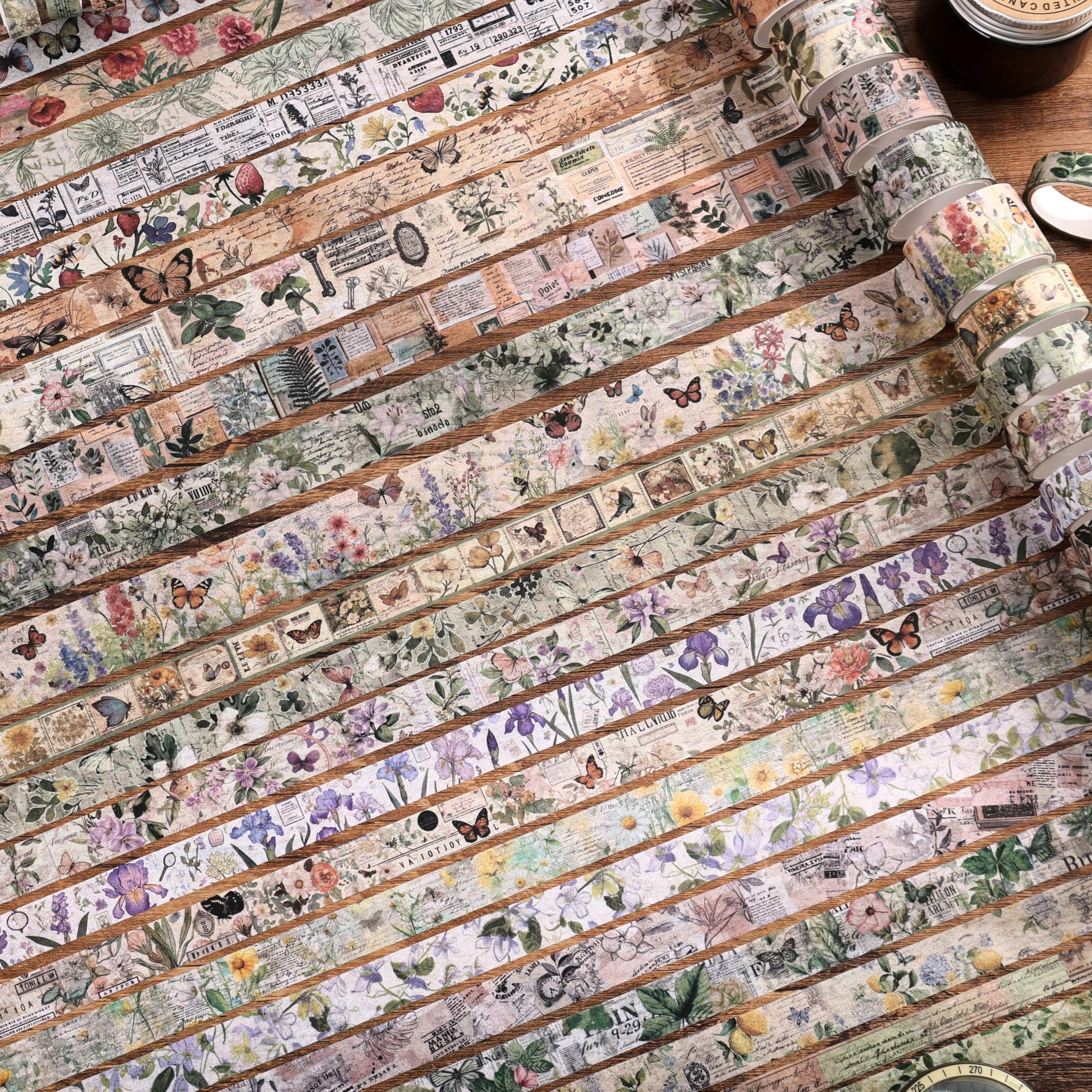 Vintage Washi Tape Set - Butterflies & Flowers -5