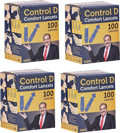 Control D Glucometer round Comfort Blood Lancet 400 Pieces, Blue Round Comfort Lancet Needle, Round Glucometer Lancets