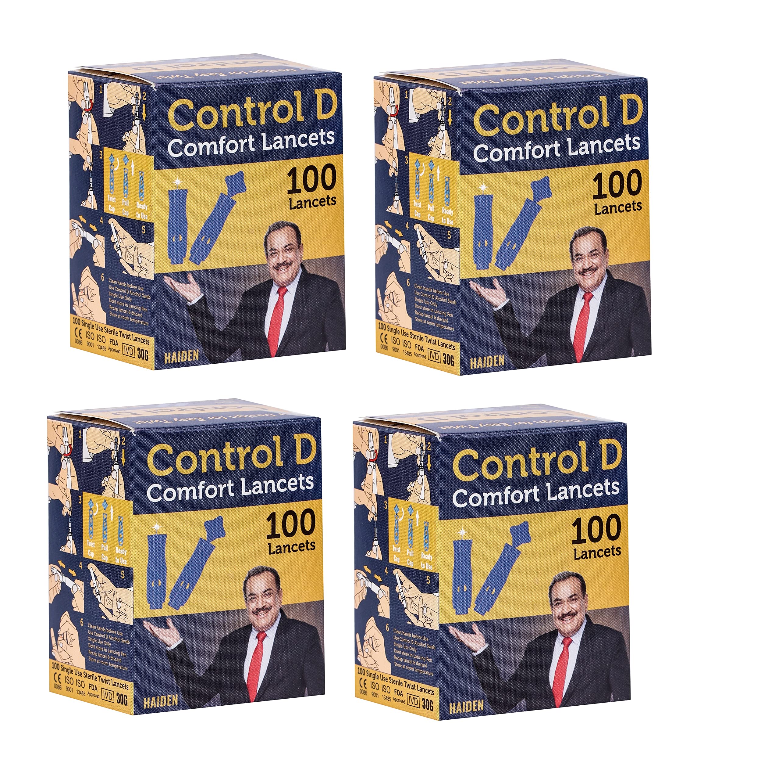 Control D Glucometer round Comfort Blood Lancet 400 Pieces, Blue Round Comfort Lancet Needle, Round Glucometer Lancets