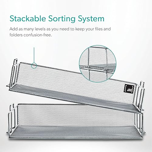 Miniatura 4 de Mindspace Bandeja apilable de 2 niveles  Bandeja de papel organizador de escritorio  The Mesh Collection, Plata