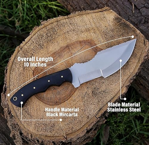 Miniatura 2 de TAC KNIVES Cuchillo de hoja fija de espiga completa de 10 pulgadas, para acampar al aire libre, caza, regalo para él, cuchillo de acero de alto