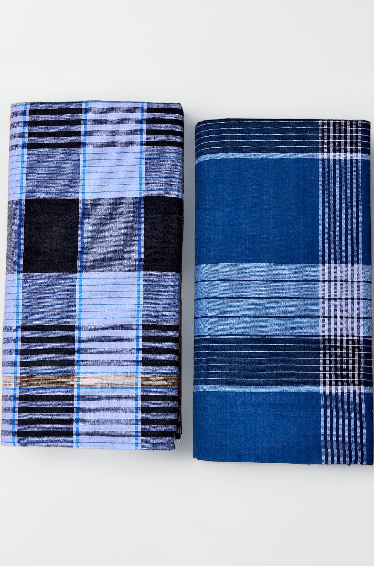 RETRO 100% Pure Cotton Checkered Lungi For Men (2.00 Meters - 2.25 Meters - 2.50 Meters) (Pack Of 2) (Stitched - Unstitched Lungi's Available)