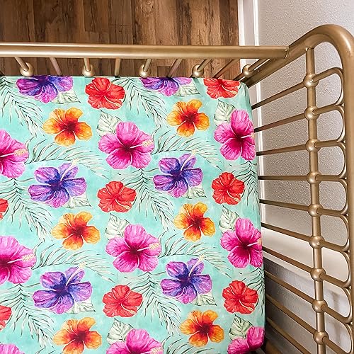 Miniatura 9 de Tropical Leaf - Sábana bajera ajustable para cuna, hecha de viscosa de bambú y elastano, se adapta a colchones estándar para cuna y niños pequeños,