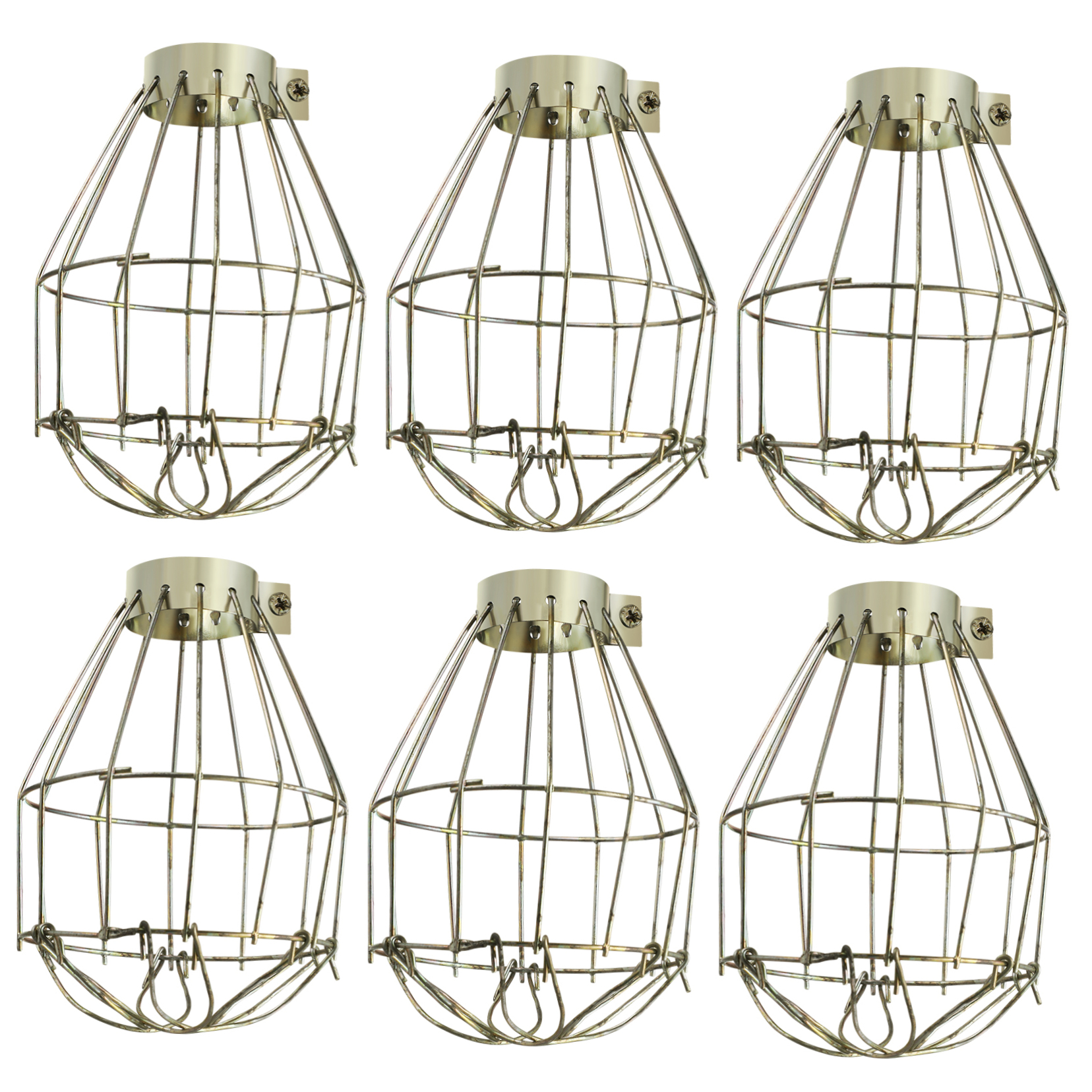 Image of Vintage Light Cage Bulb Guard 6Pcs Industrial Metal Hanging Lamp Covers Protective Pendant Decor for Home Bar Cafe 5.51X3.93X3.93In