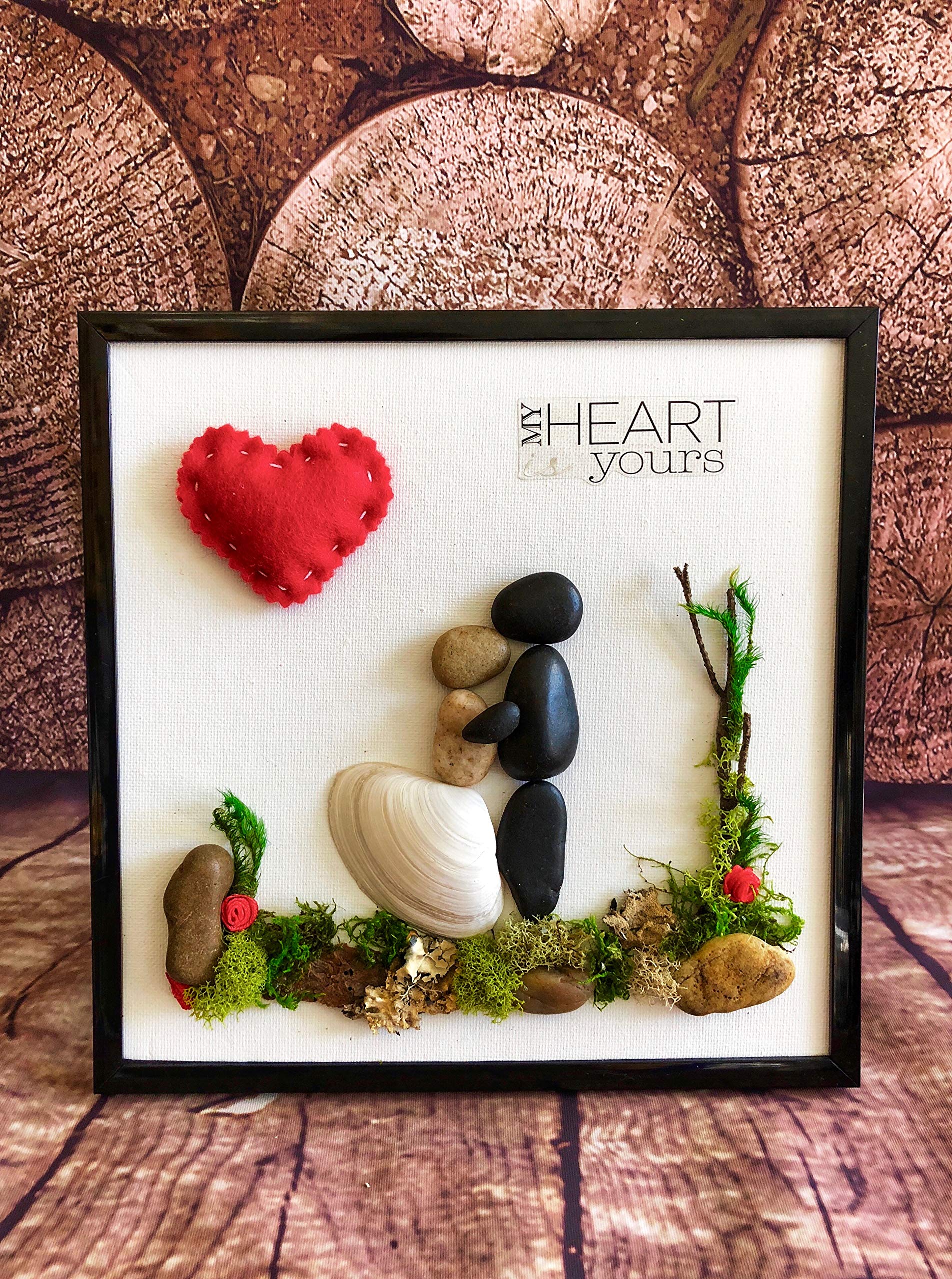 Pebble Art. Rock Art. Wall Art. Wall Decor. Home Decor. Family Art. Stone Art. Love. Family. Canvas Art.