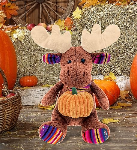 Miniatura 5 de DolliBu Peluche de alce marrón sentado con decoración de calabaza y personalización del nombre, animal de peluche de calabaza para otoño, Halloween