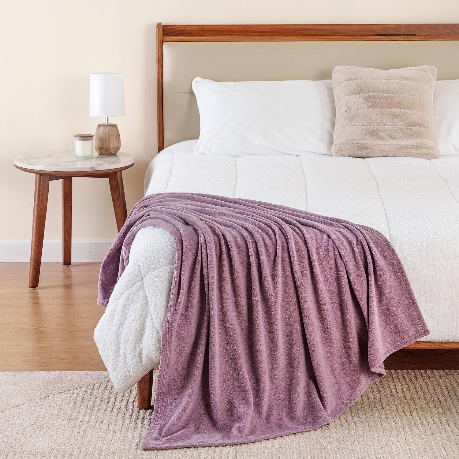 Berkshire Blanket Microfleece Throw Size Bed Throw Blanket Lavender Purple, Lightweight Soft Breathable Plush Micro Fleece Throw Blanket for Travel, Bed and Couch, 50x60 Inches - Image 5