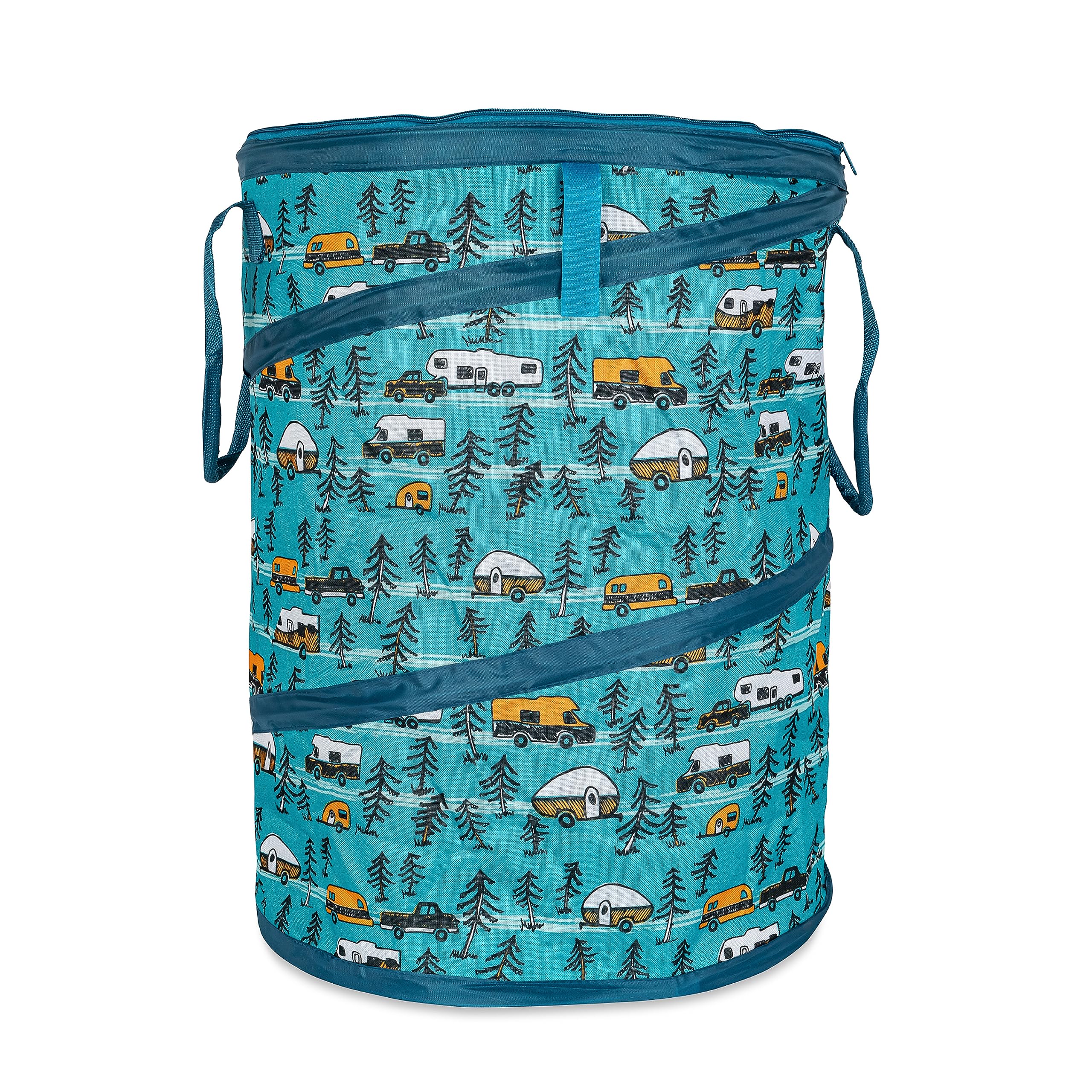 Photo 1 of CAMCO Life is Better at The Campsite Sketch RV and Trees Pop-Up Utility Container | 18-inch x 24-inch (42990), Teal