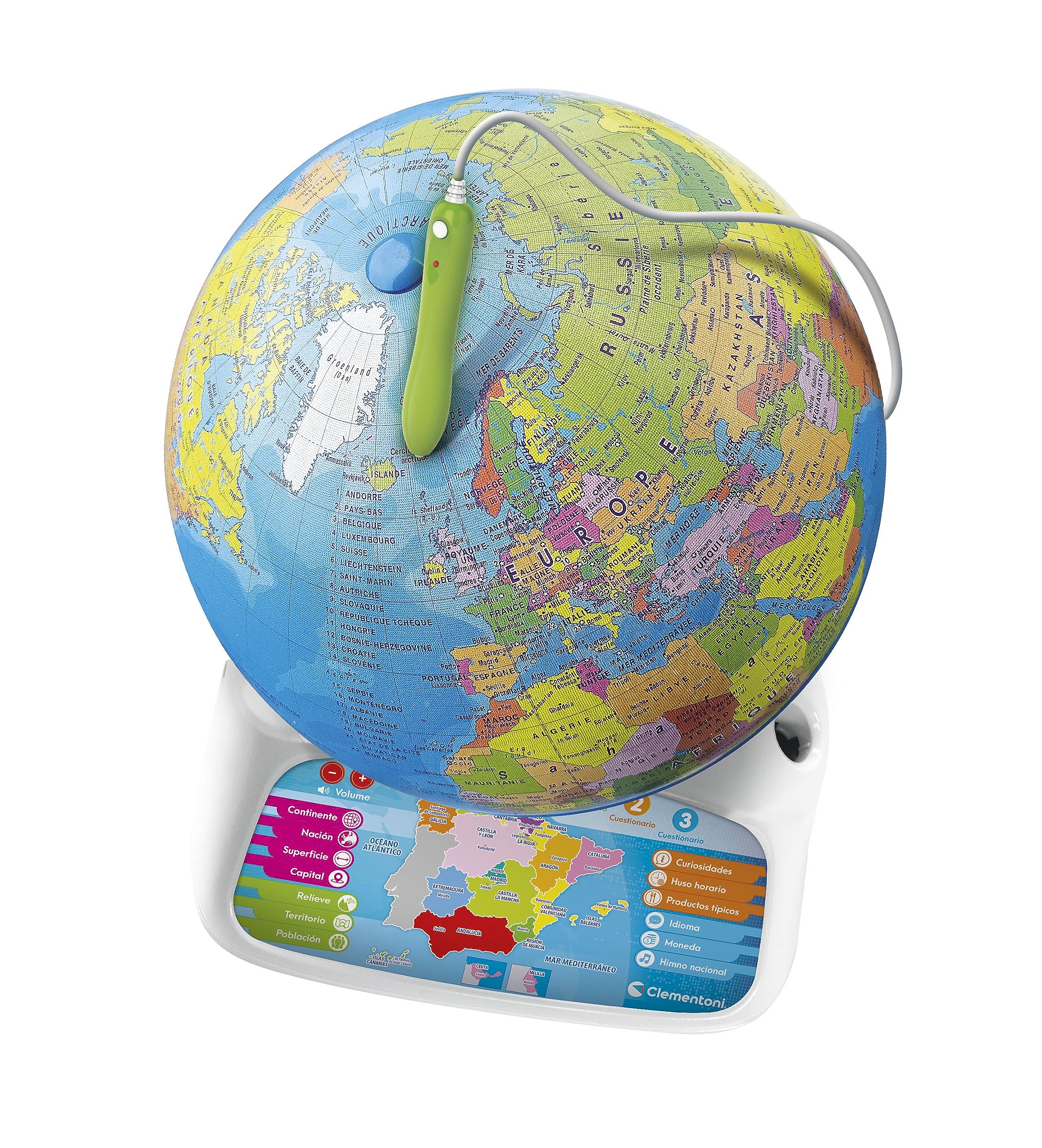 Clementoni 55522 Globo Terráqueo Interactivo, con App de Realidad Aumentata, Bola del Mundo Educativa Interactiva con App Educativa, Juguete a Partir de 7 Años, Juguete en Español