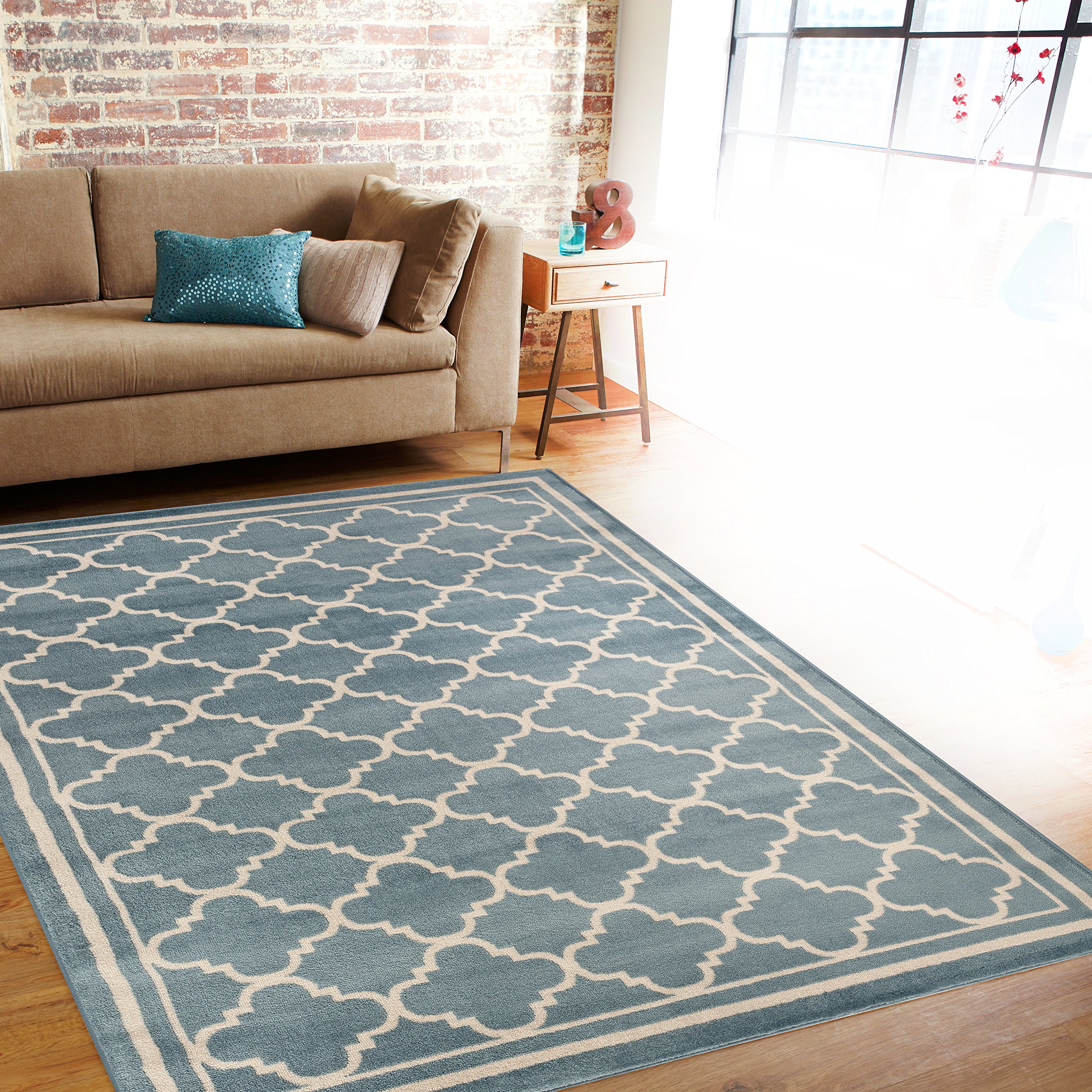 Rug Decor Trellis Contemporary Modern Design Area Rug, 2' x 3', Blue