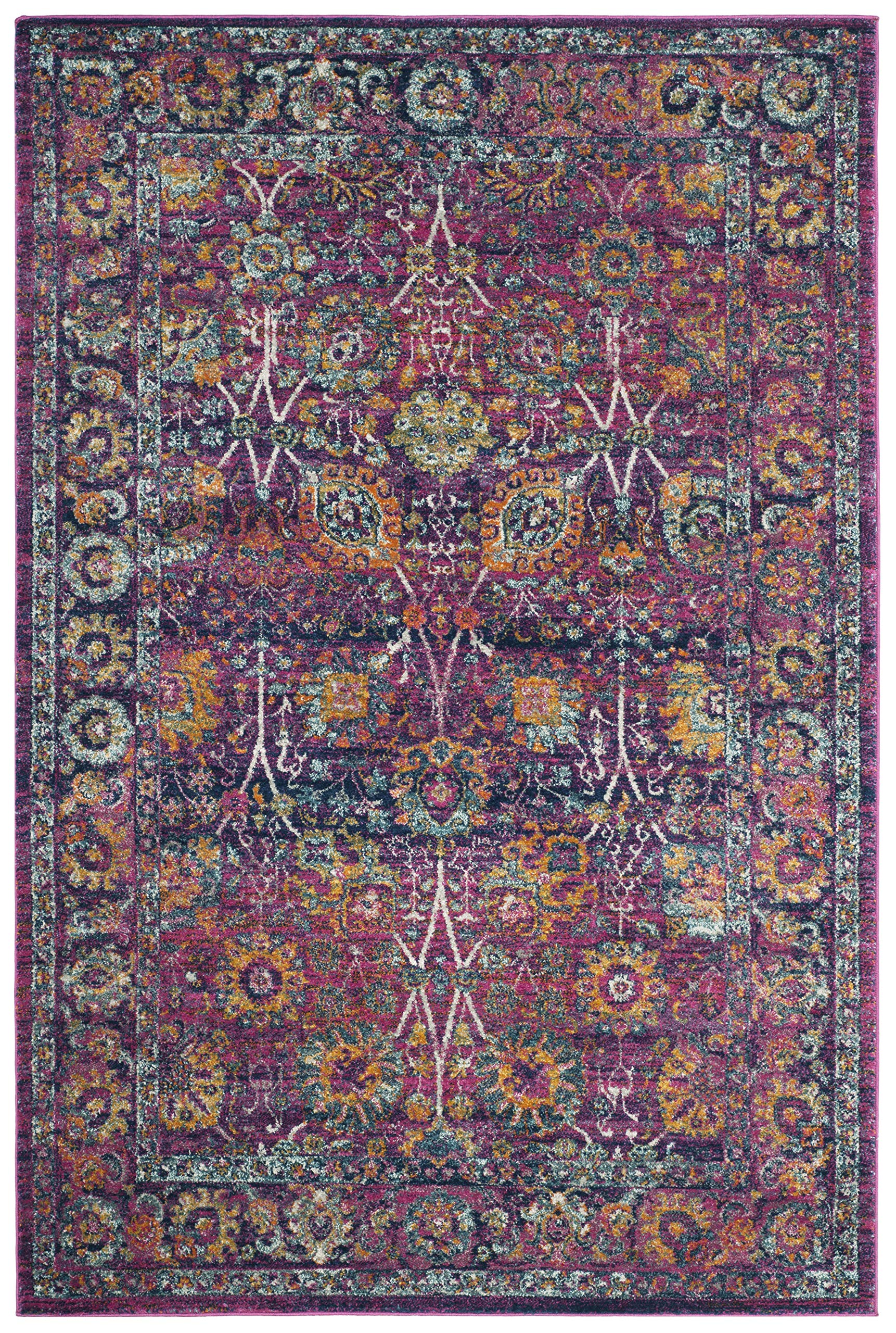 SAFAVIEH Tapis Traditionnel Pour Salon, Salle à manger, Chambre à coucher - Granada Collection, Tapis à poil court, Fuchsia et Multi, 155 X 229 cm