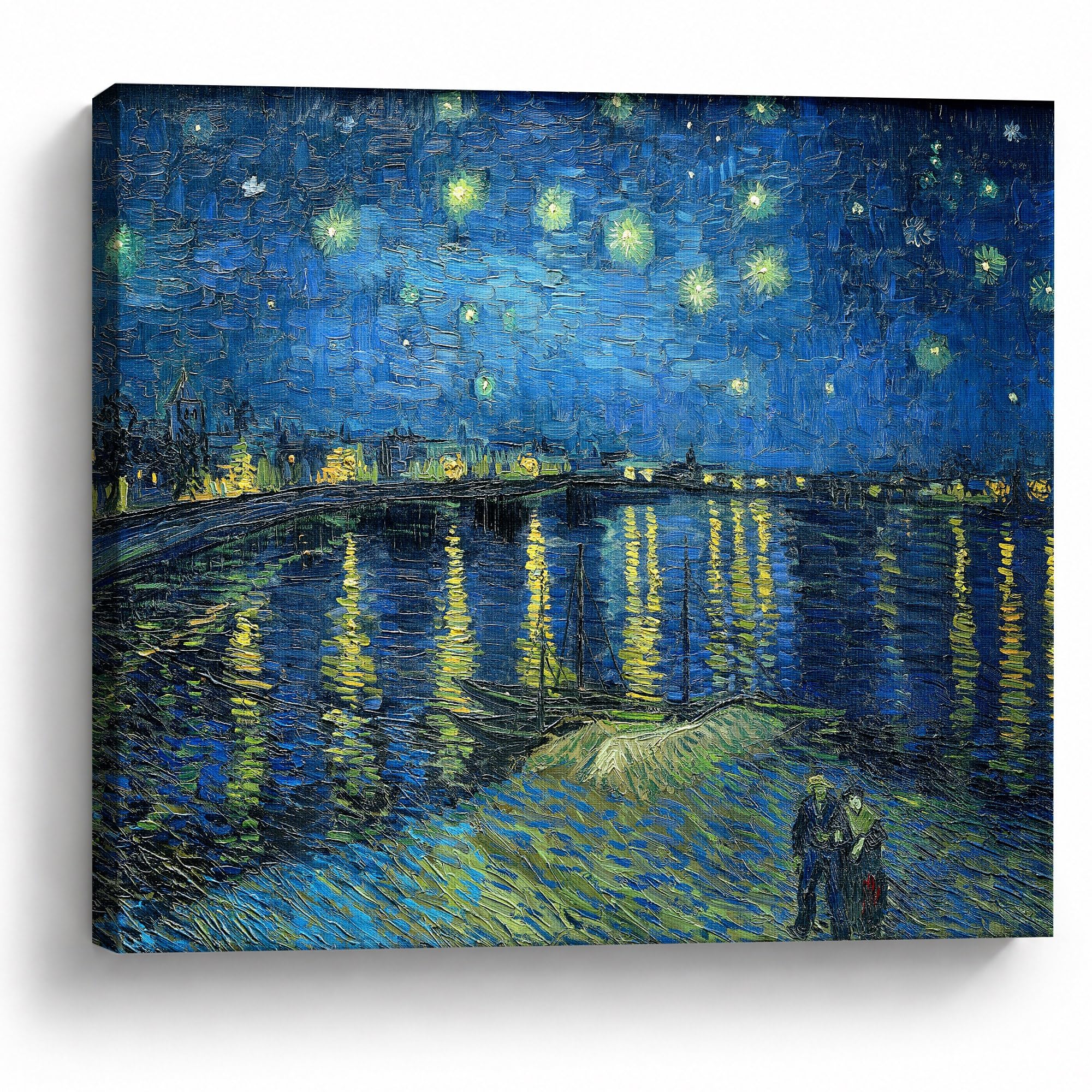 TYPTEK Van Gogh Wall Art, Starry Night Over Rhone Canvas Print Room Decor | Gallery wrapped canvas print with finished edges for living room bedroom office dorm apartment or gallery wall decor Starry Night Over the Rhone 12"L x 16"W