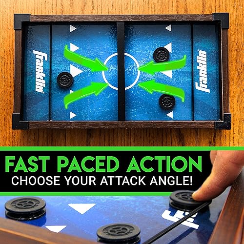 Miniatura 5 de Franklin Sports Juego de discos de tejo y cabestrillo  Juego de hockey y tejo con hondas, con discos y tablas de juego, 8 mini discos y eslingas