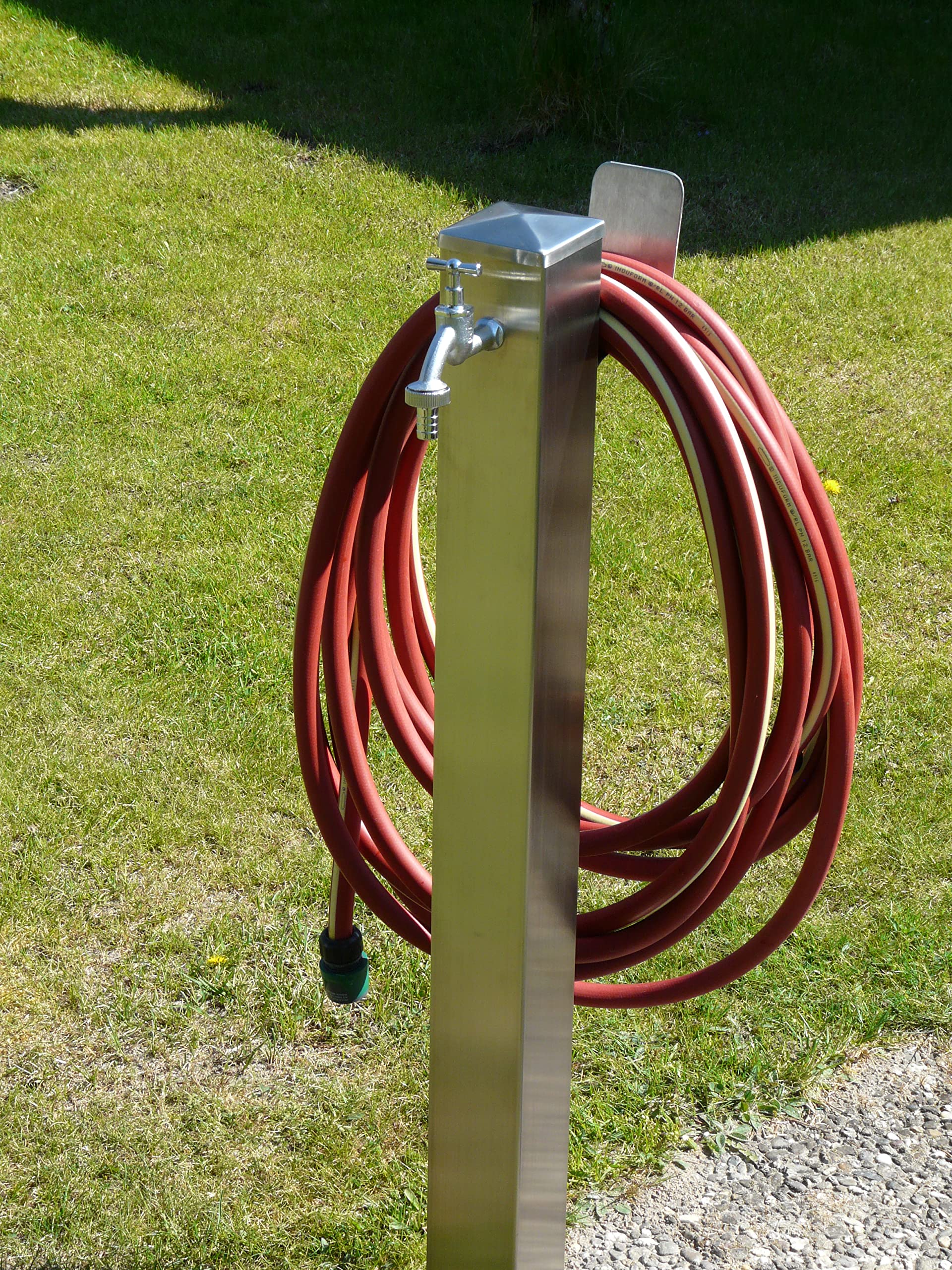 Wassersäule Edelstahl 3/4" Zoll 95 cm mit SchlauchhalterWasserverteiler Wasserzapfstelle Zapfstelle 95 cm