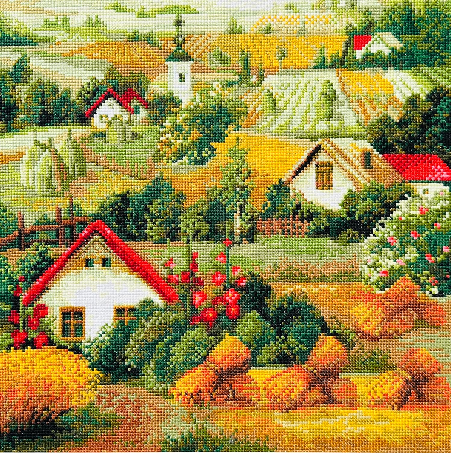 RIOLIS 1569 - Serbian Landscape - Counted Cross Stitch Kit 15¾" x 15¾" Zweigart 10 ct. White AIDA 28 Colors